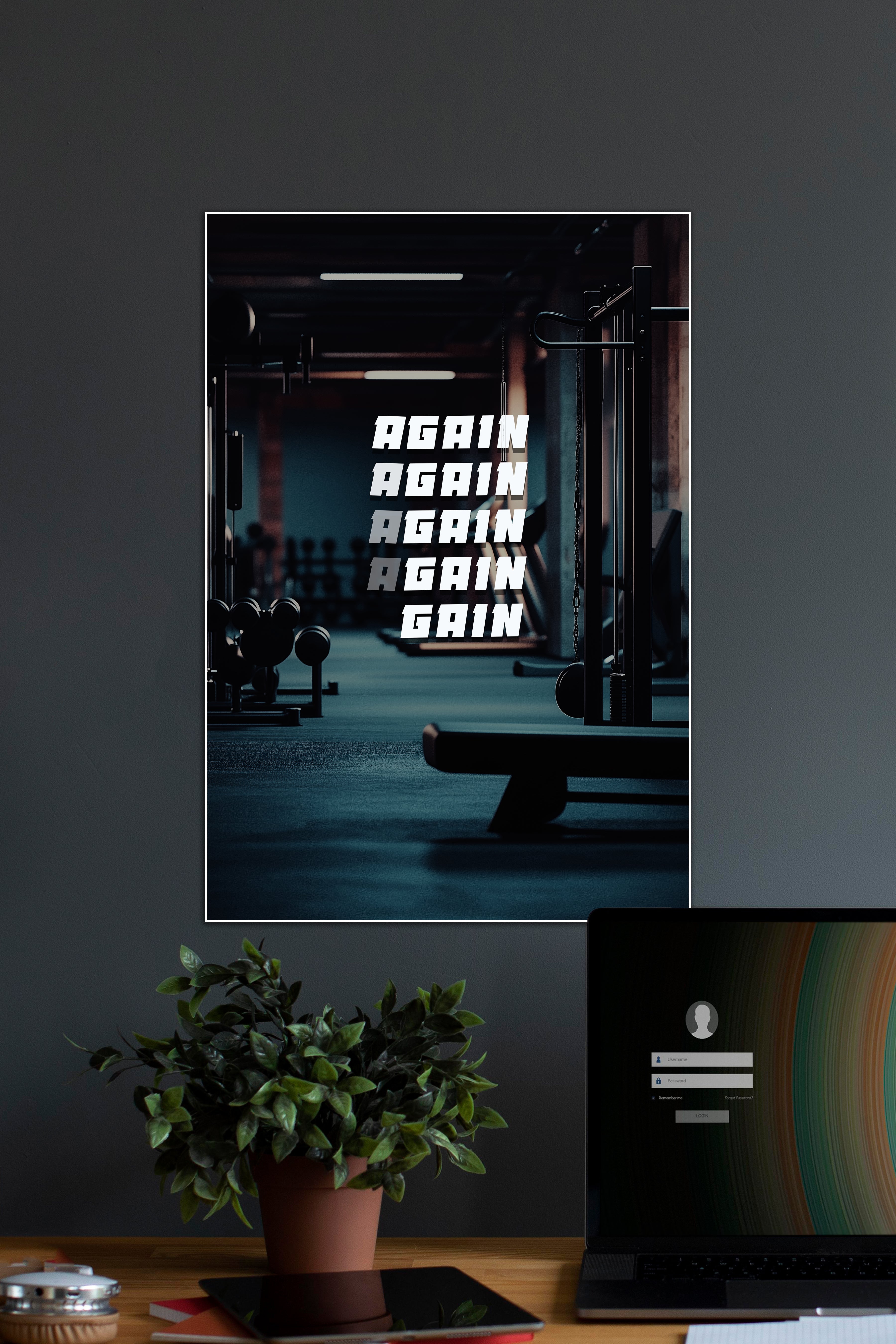 AGAIN AGAIN GAIN | Gym | Motivational Poster
