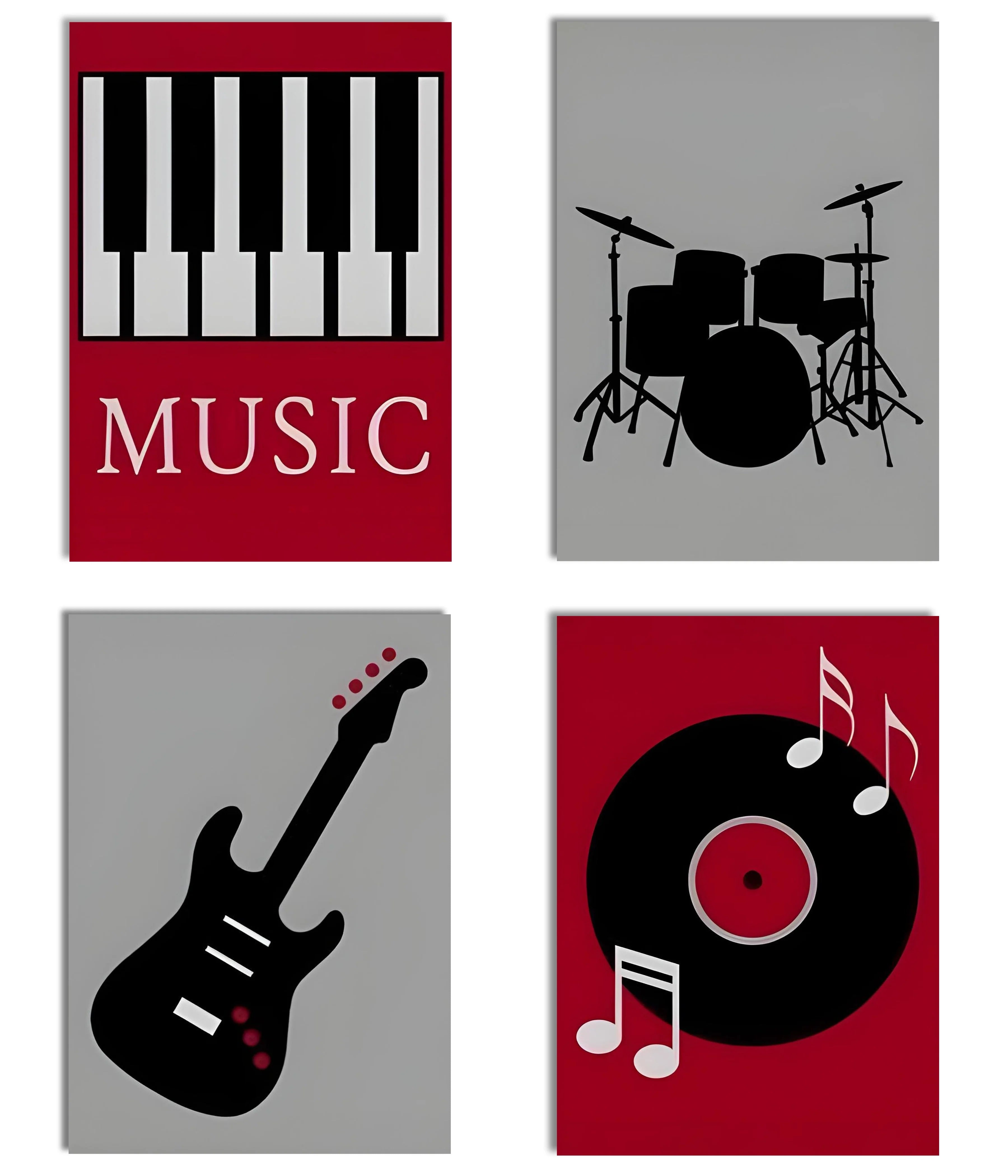 4 Piece Music Posters Set