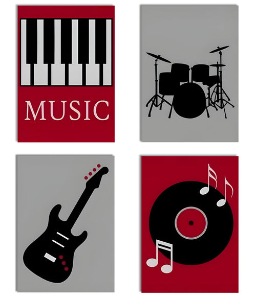 4 Piece Music Posters Set