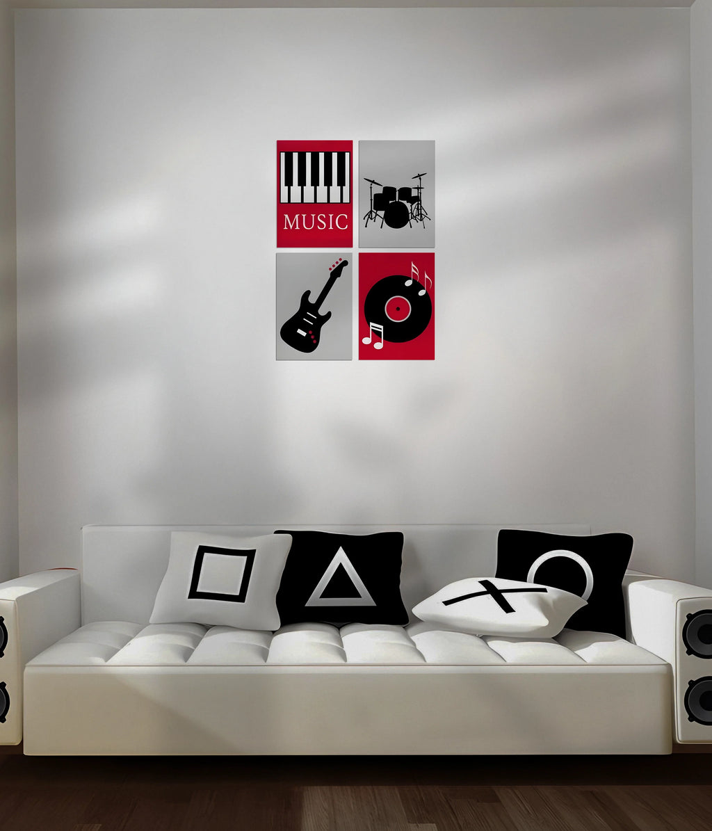 4 Piece Music Posters Set