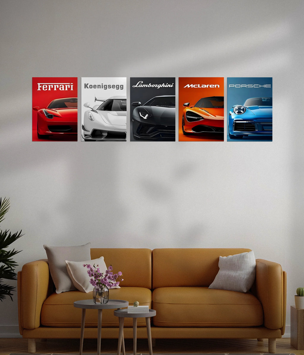 5 Piece Supercars Posters Set