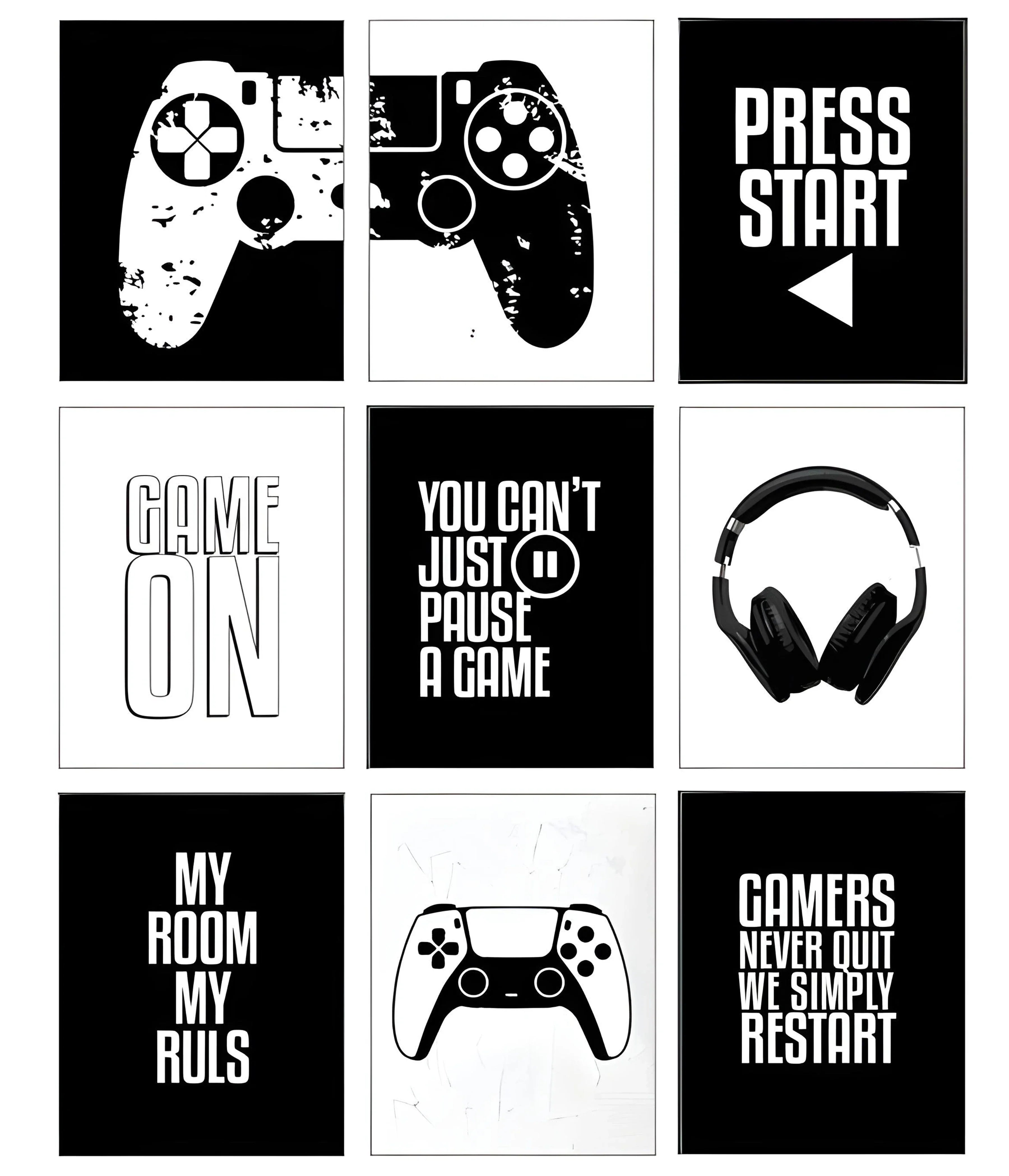 9 Piece Gaming Posters Set – Ultimate Wall Art for Gamers