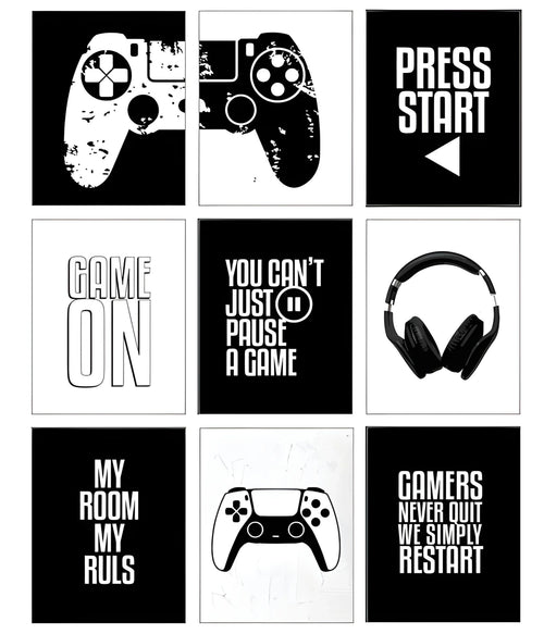 9 Piece Gaming Posters Set – Ultimate Wall Art for Gamers