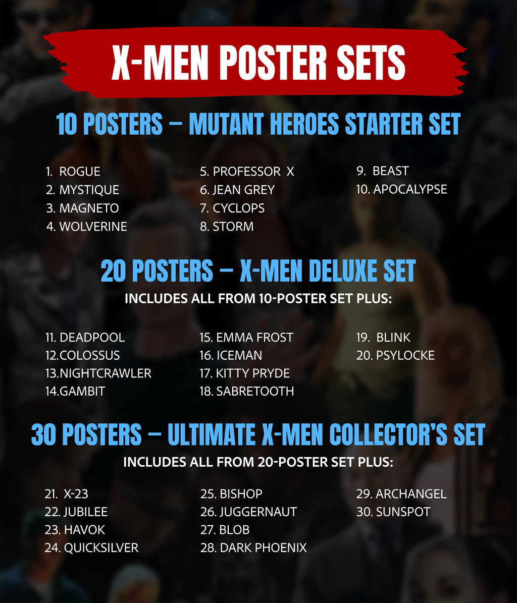 X-Men Poster Set — Mutant Heroes & Villains Wall Posters