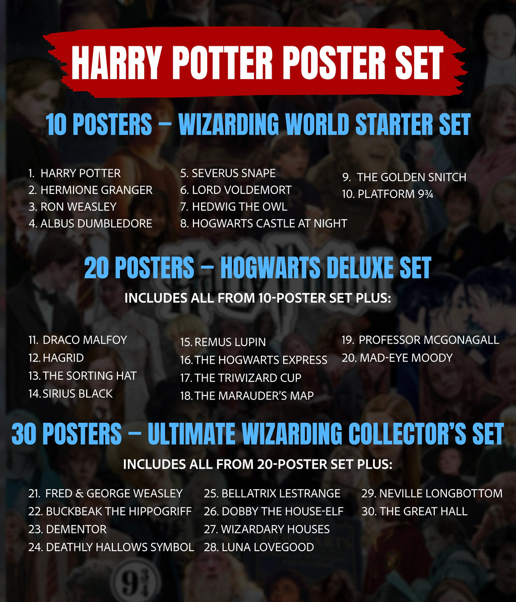 Harry Potter Poster Set — Magical Posters of Hogwarts & Wizards