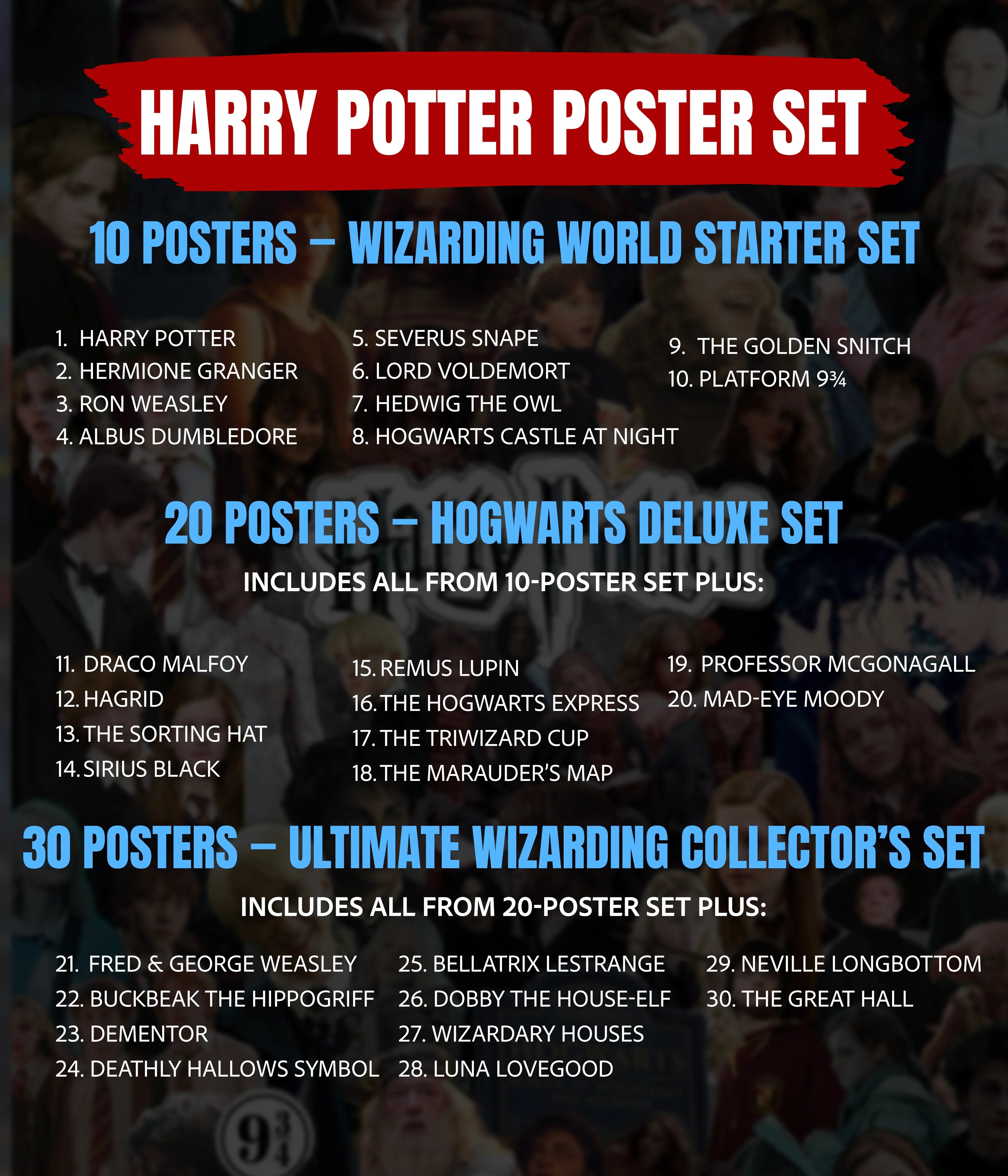 Harry Potter Poster Set — Magical Posters of Hogwarts & Wizards