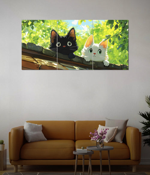 Anime Cats on the Rooftop – Split Wall Poster