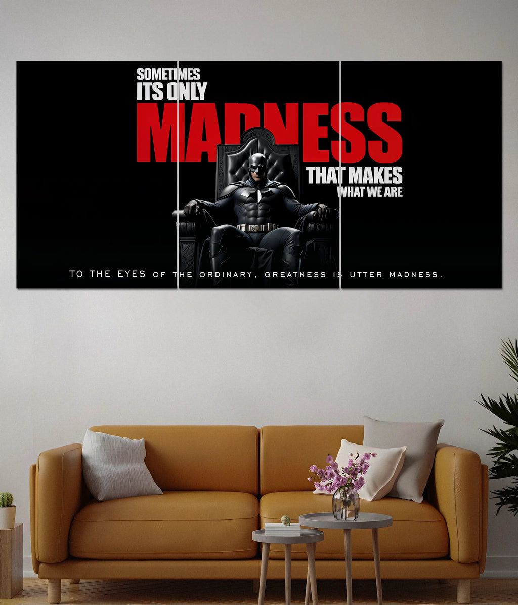 Batman “Madness” Split Wall Poster – Dark Knight Motivational Art