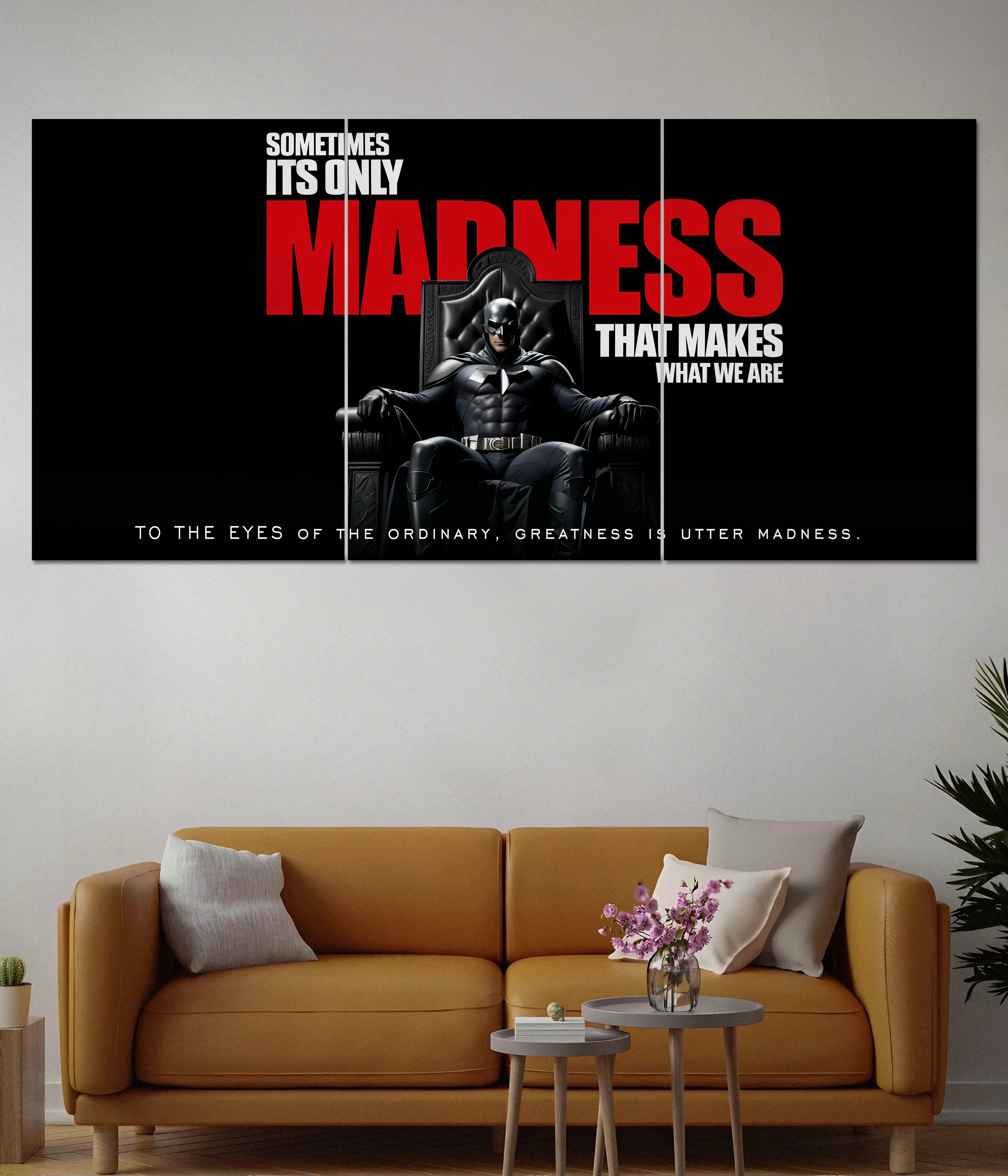 Batman “Madness” Split Wall Poster – Dark Knight Motivational Art