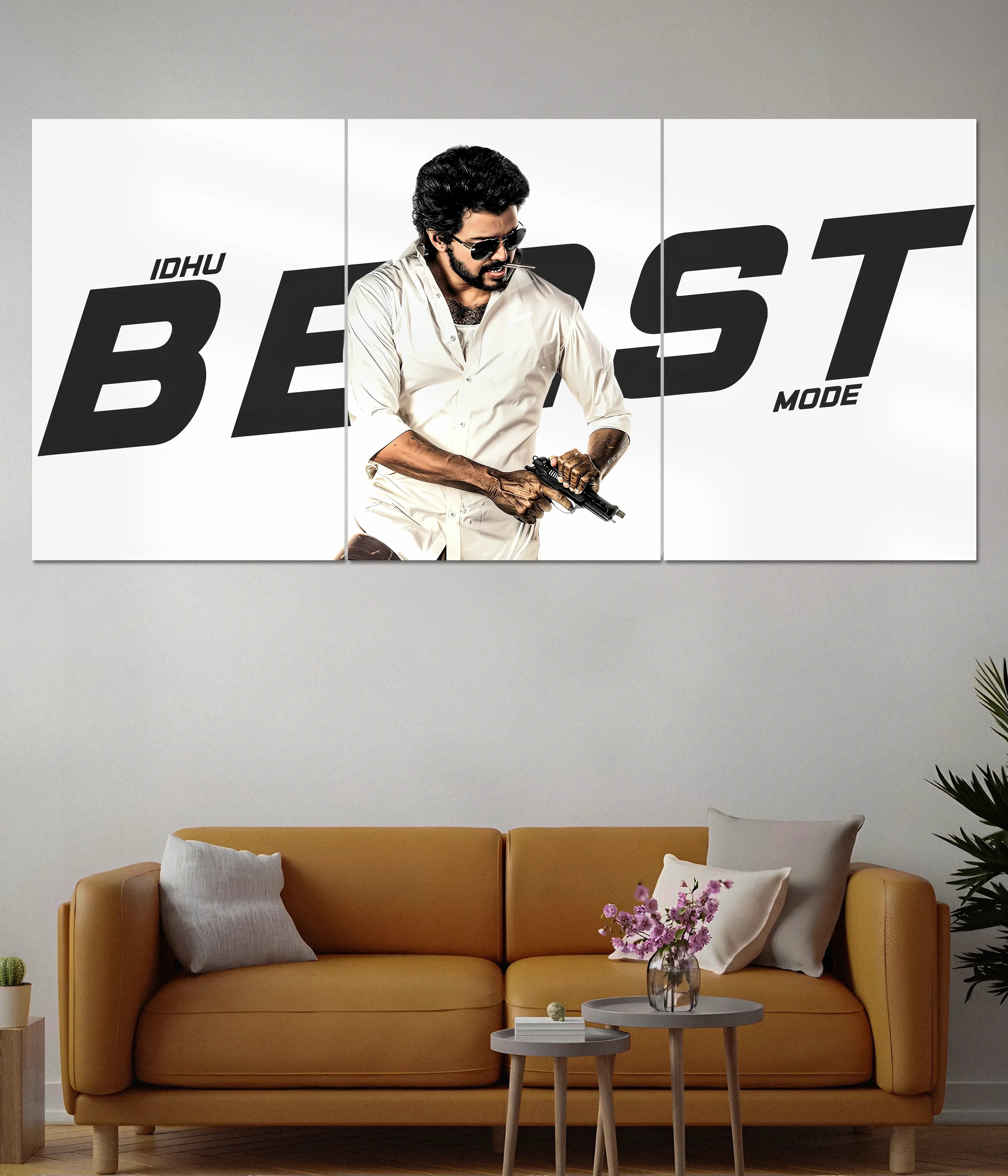Beast Mode Split Poster – Vijay Thalapathy Inspired Wall Art