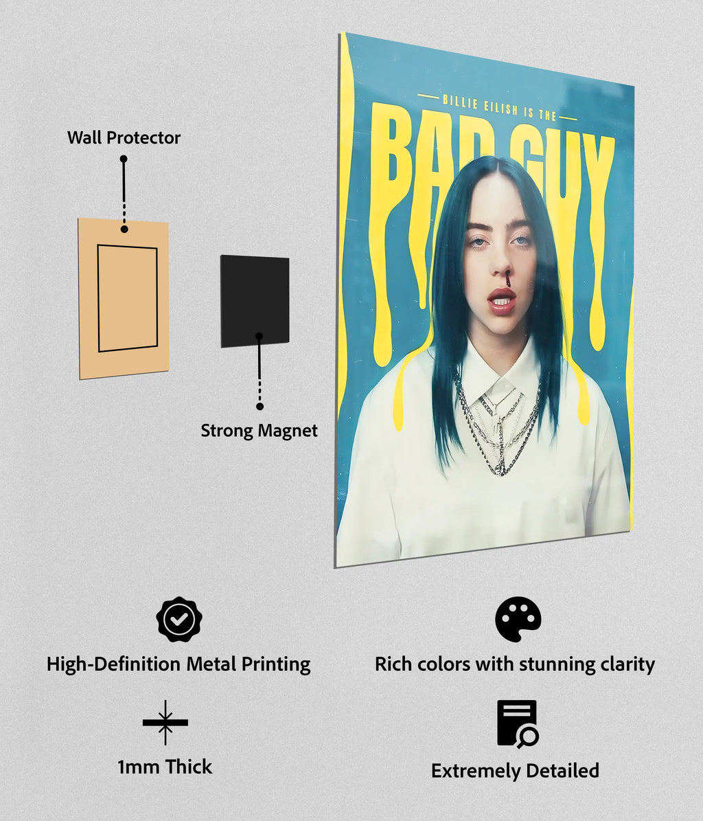 Billie Eilish – Bad Guy Aesthetic Metal Poster