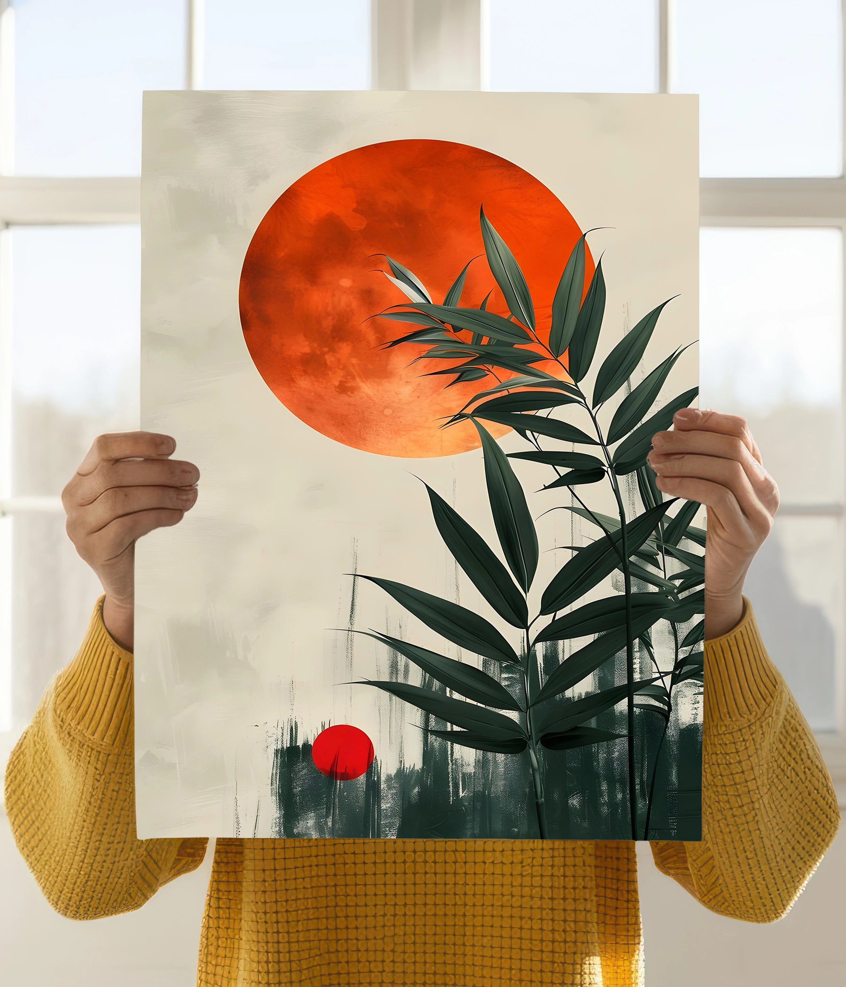Boho Botanical Abstract Neutral Tones Poster