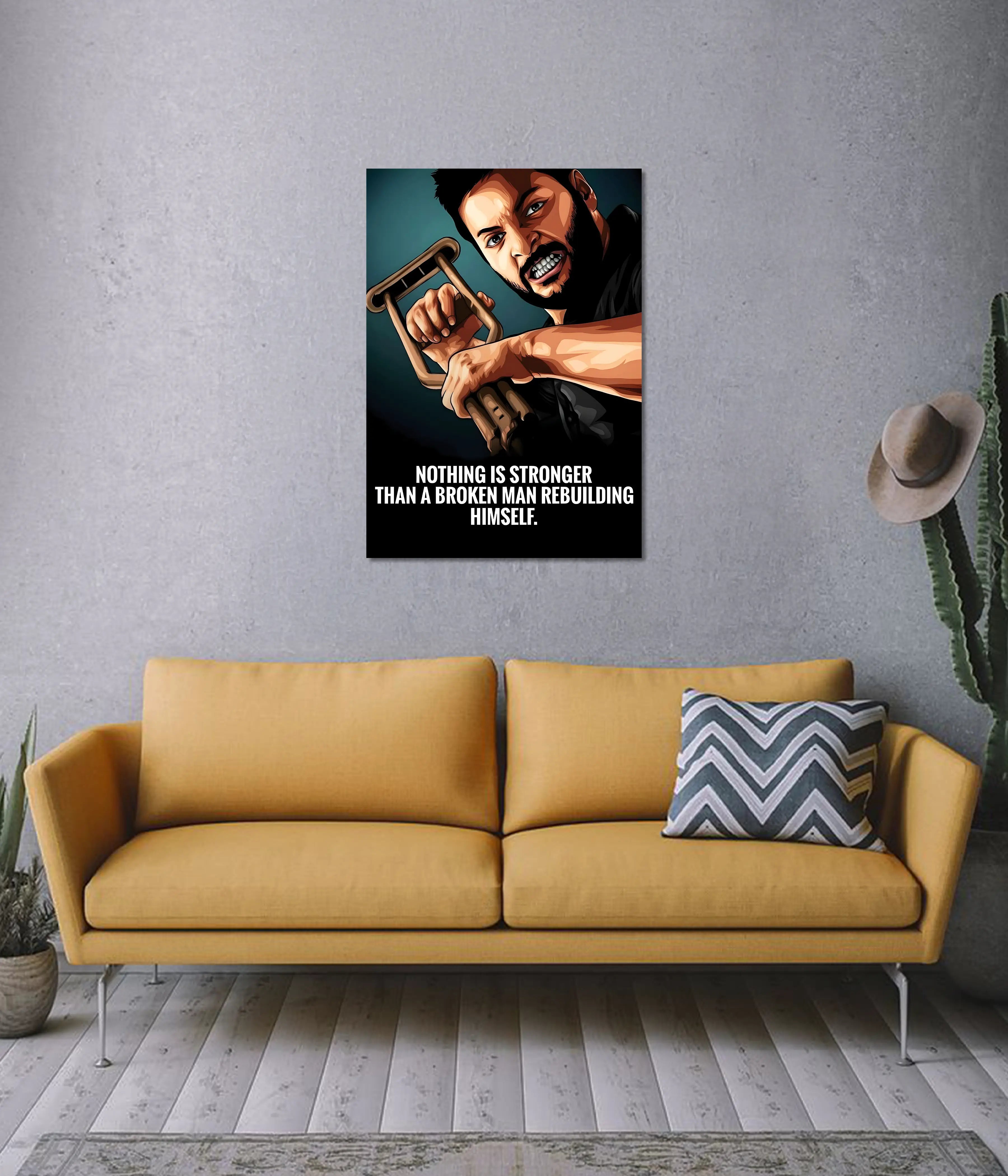 Broken Man Rebuilding Himself – Motivational Wall Poster