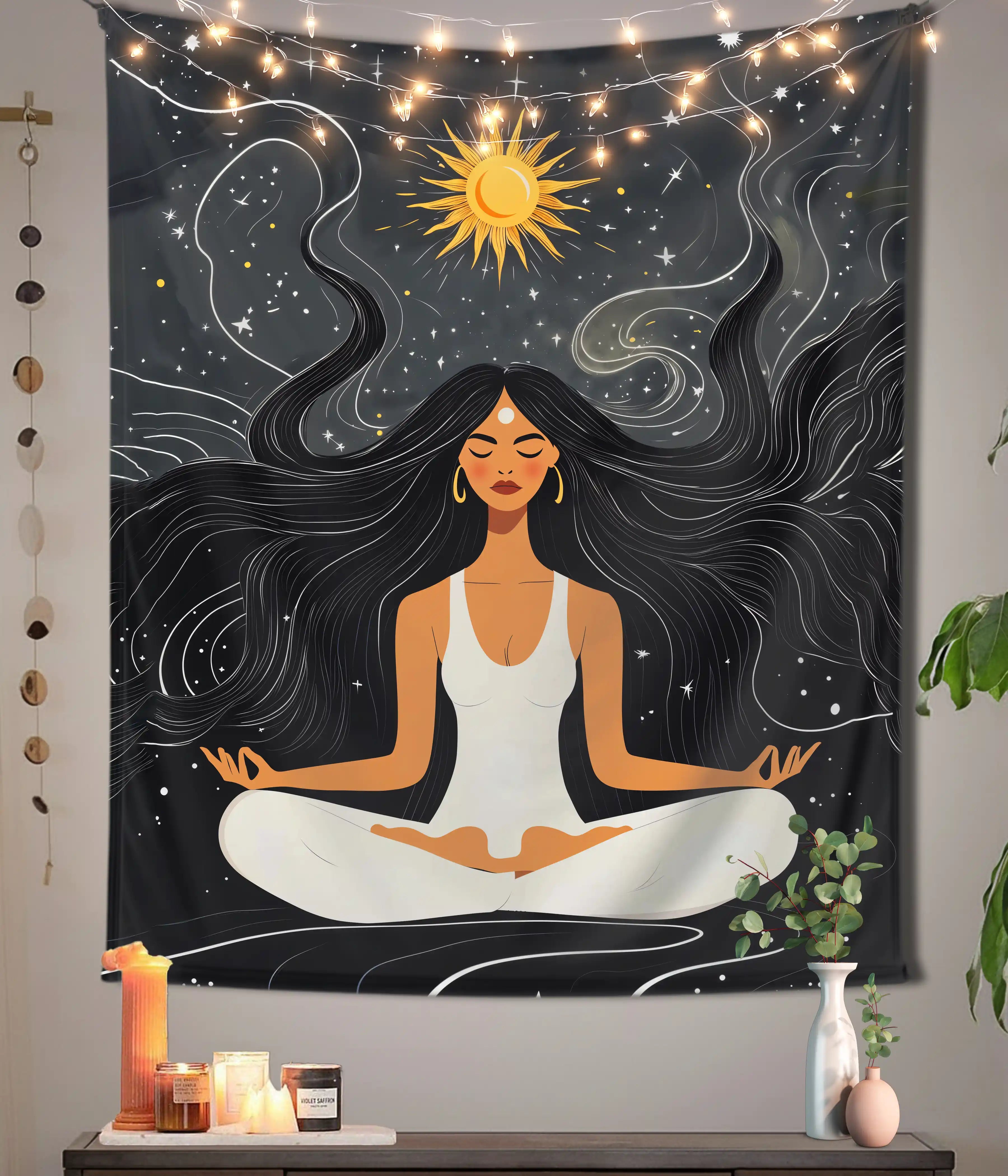 Celestial Calm – Divine Meditation Wall Tapestry Main Image - Everanta