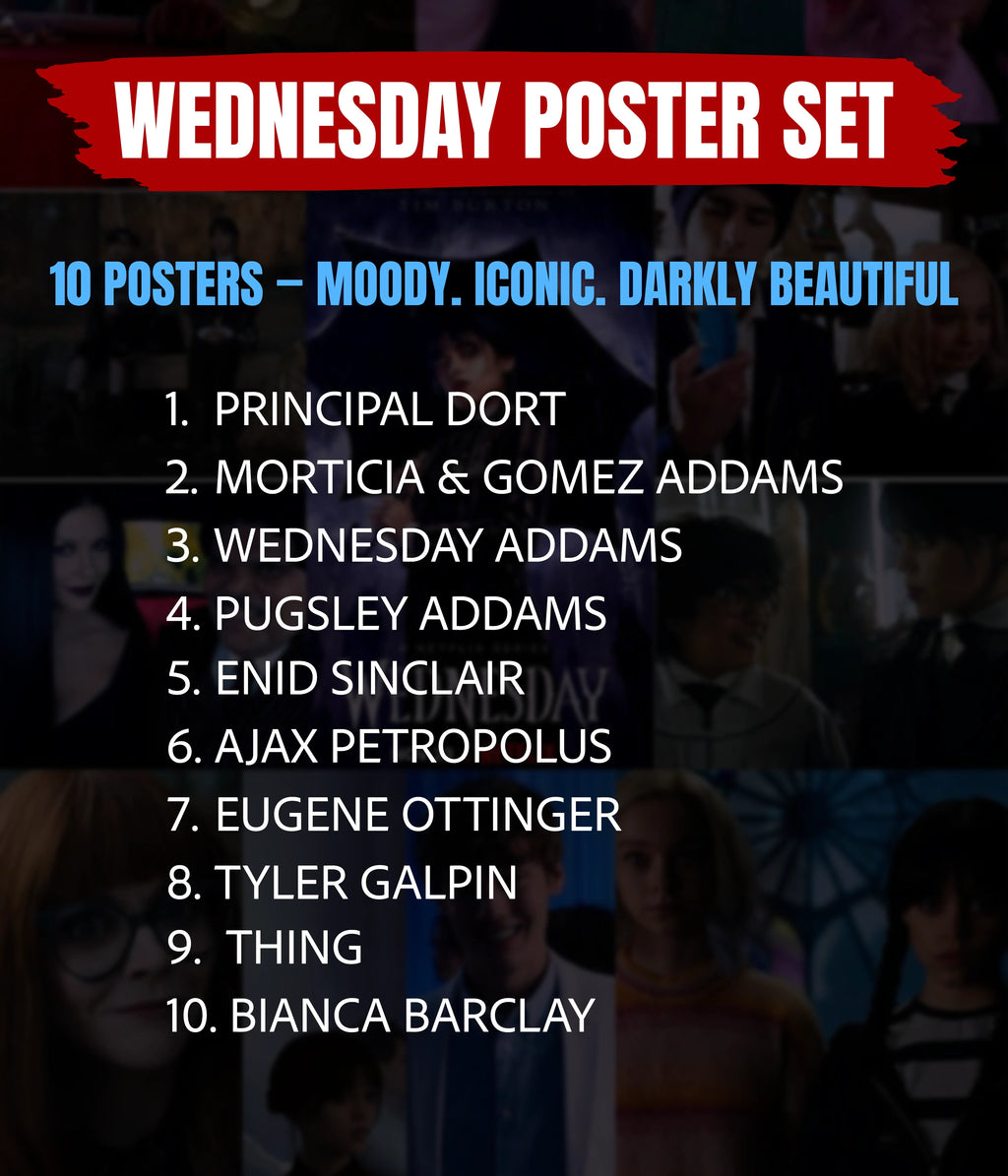 Wednesday Poster Set of 10 – Nevermore Academy Wall Posters