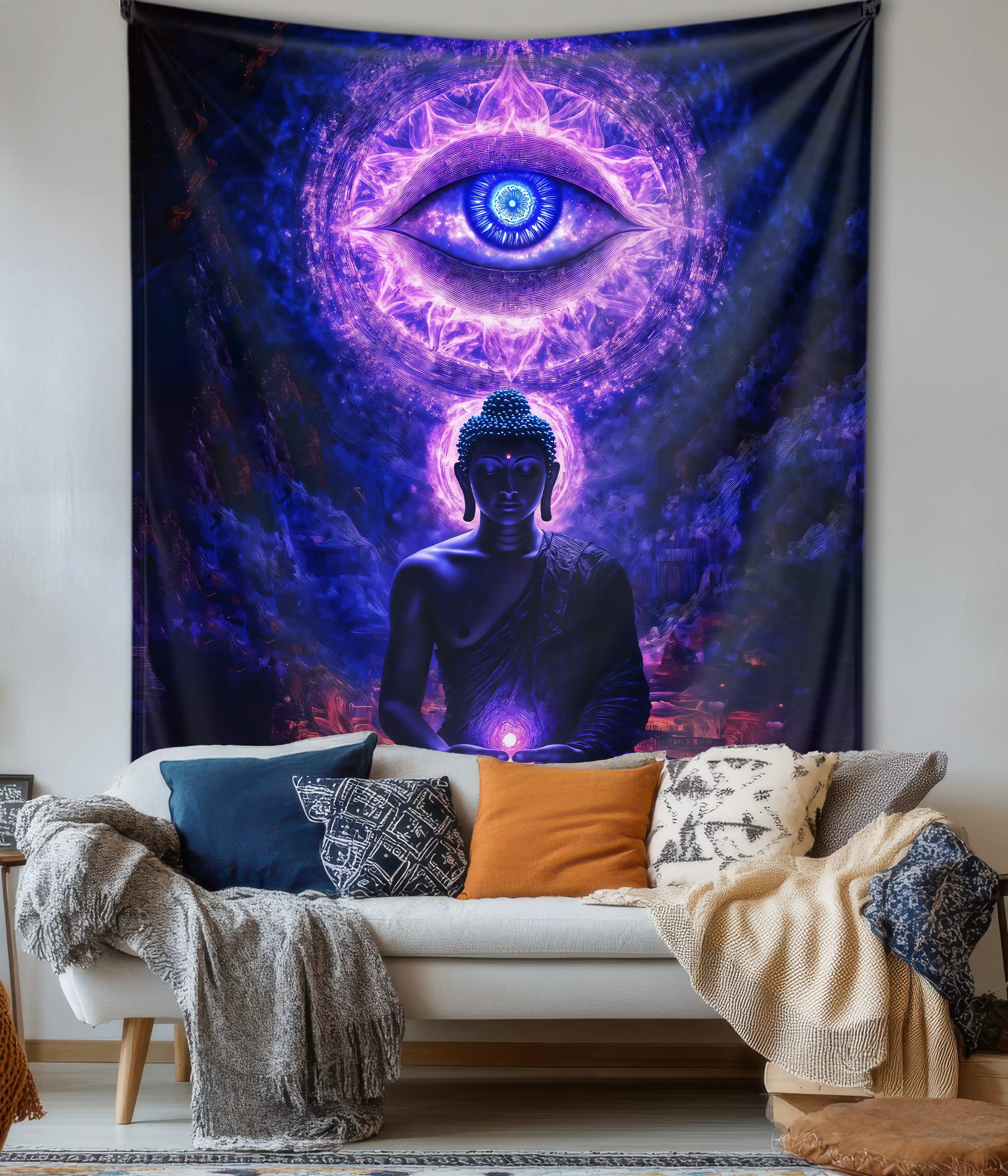 Cosmic Buddha Awakening Meditation Wall Tapestry
