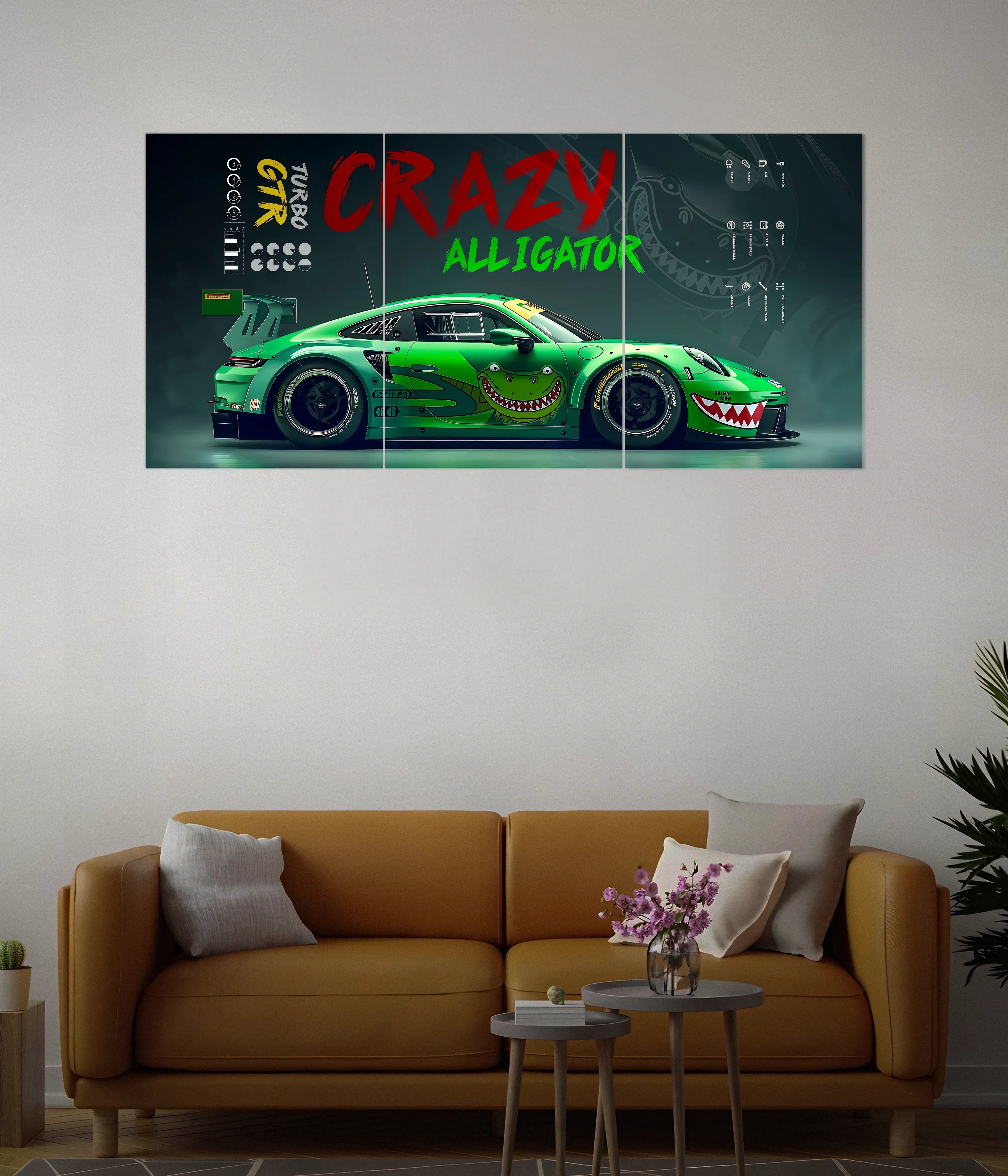 Crazy Alligator – Turbo GTR Car Split Poster