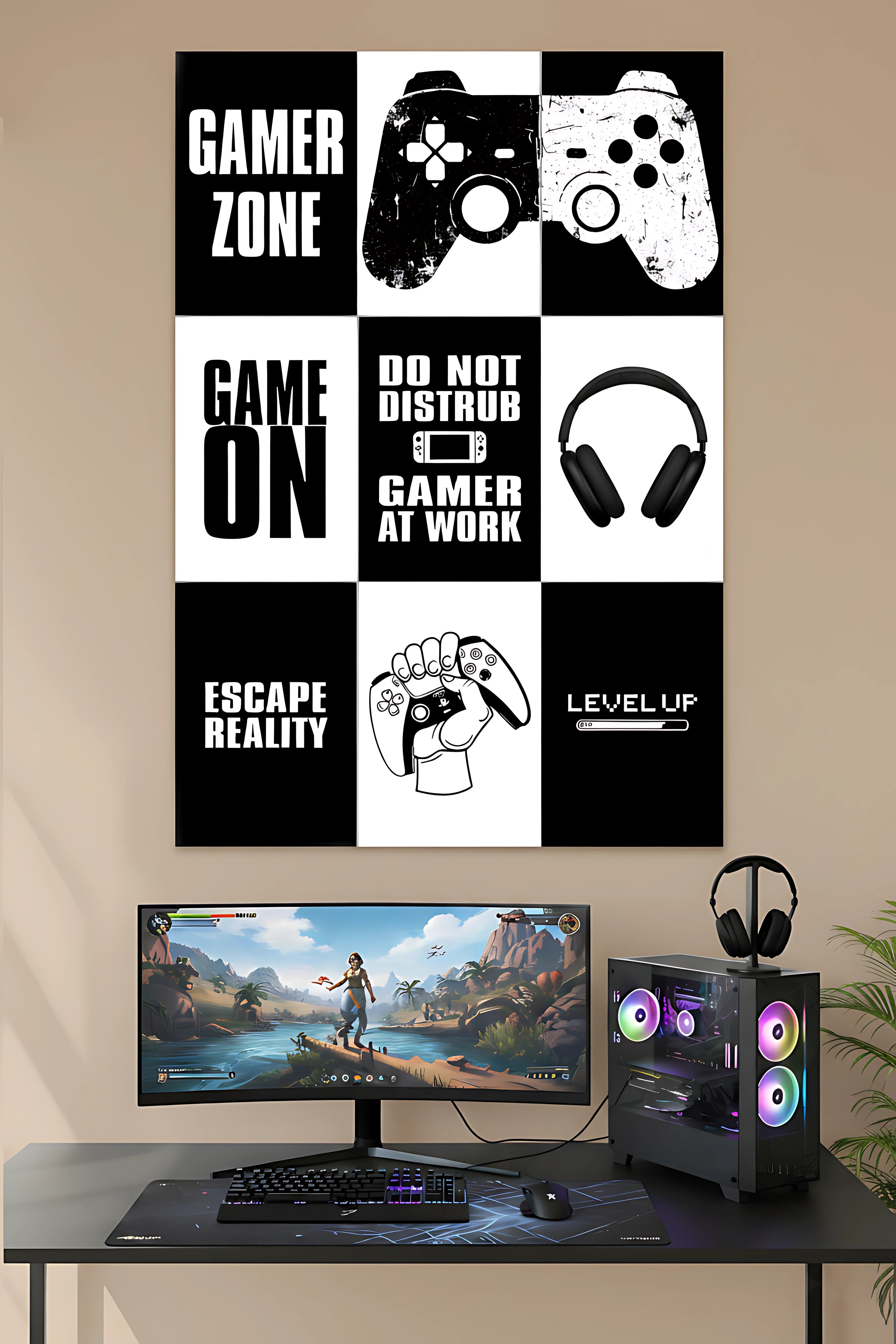 Gamer Zone Wall Set | GAME SET #01 | PIECE OF 9