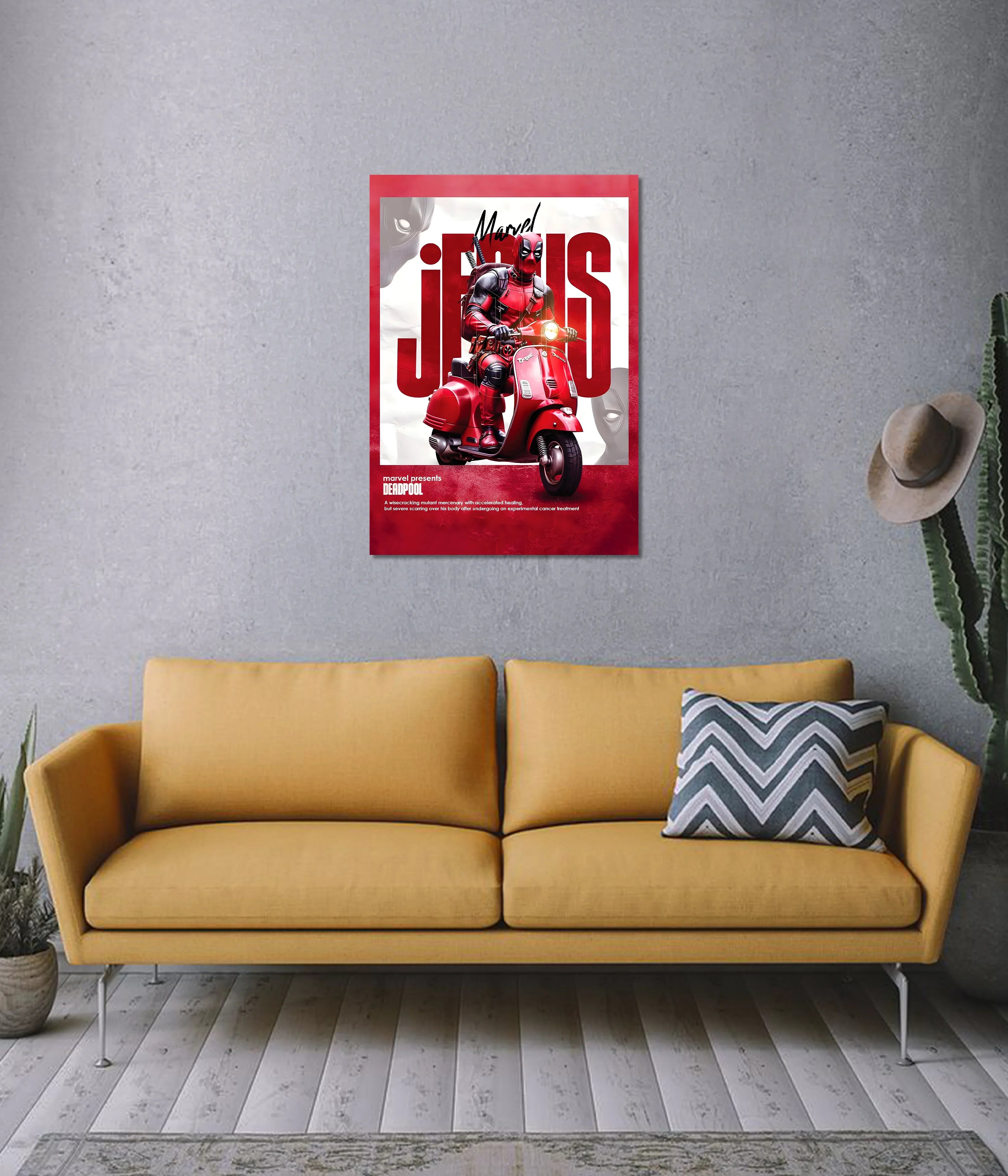 Deadpool on Scooter – Marvel Superhero Wall Poster