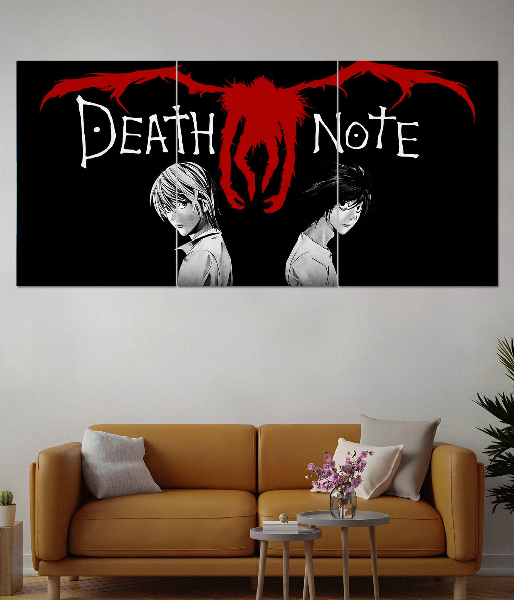 Death Note Split Wall Poster – Anime Art of Light & L Showdown