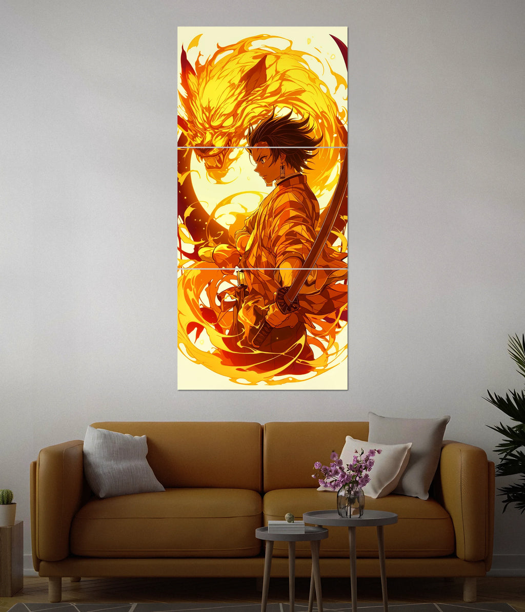 Demon Slayer Zenitsu with Thunder Dragon – Anime Split Poster