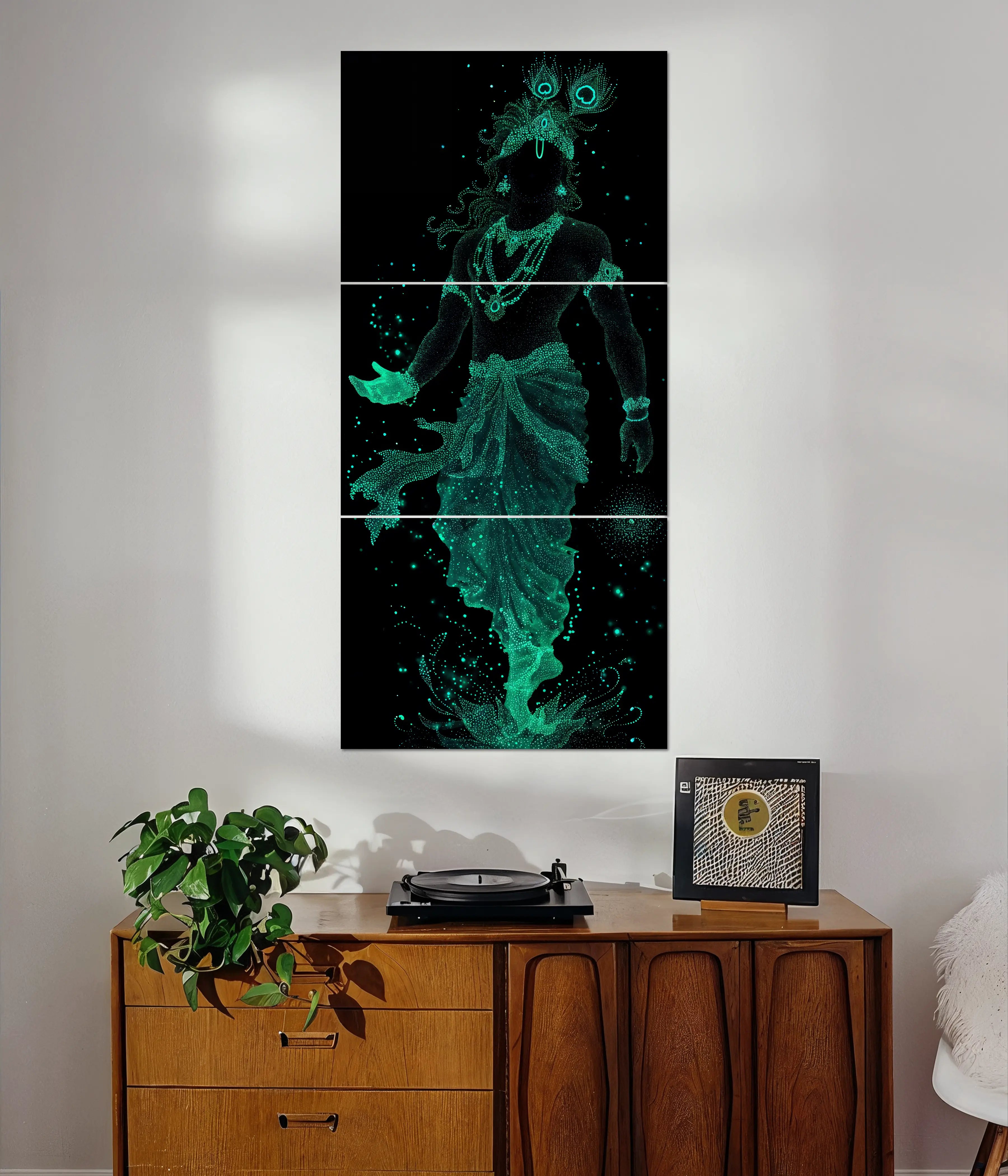 Divine Glow Krishna – Spiritual Split Poster