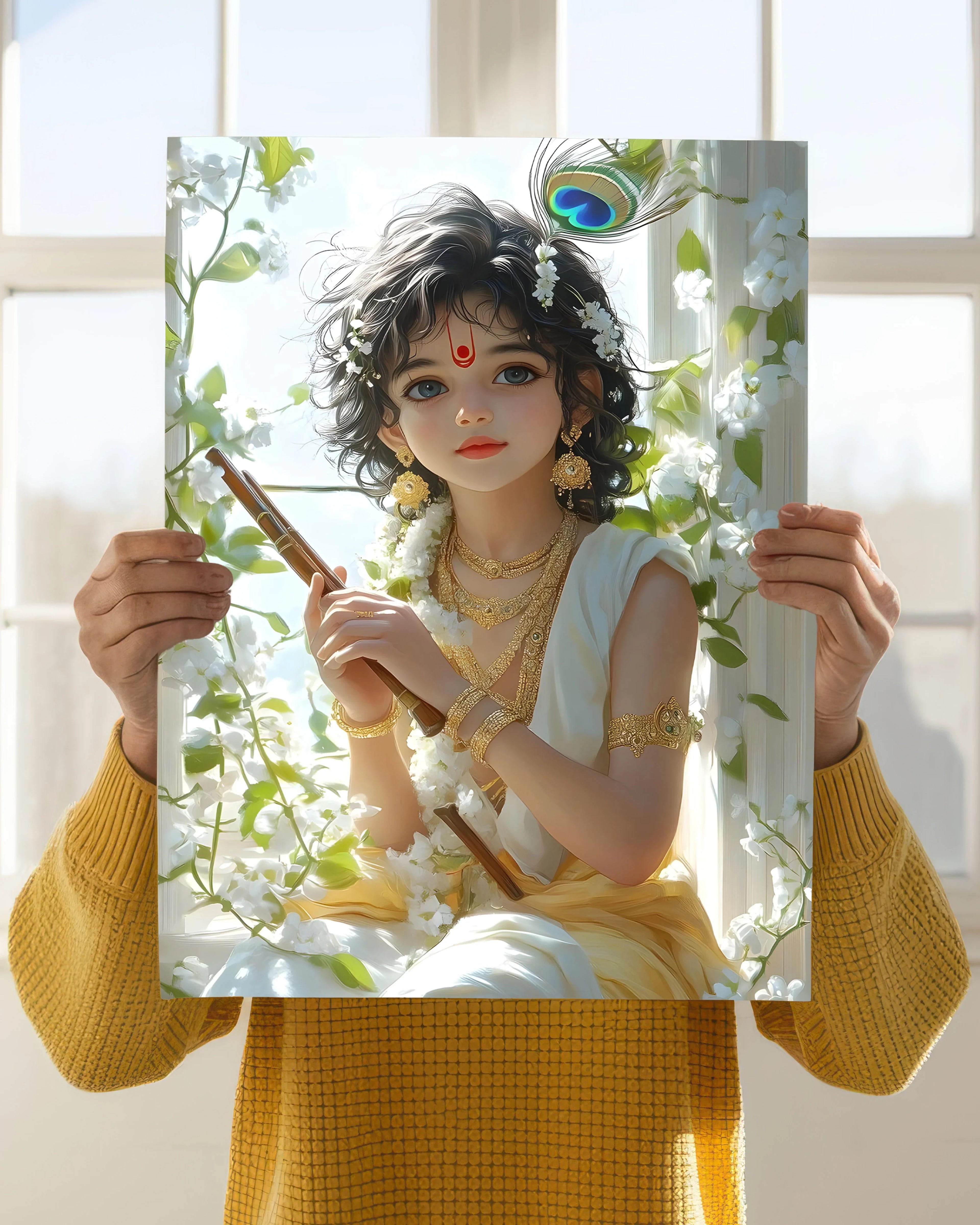 Divine Grace – Lord Krishna with Flute Wall Poster