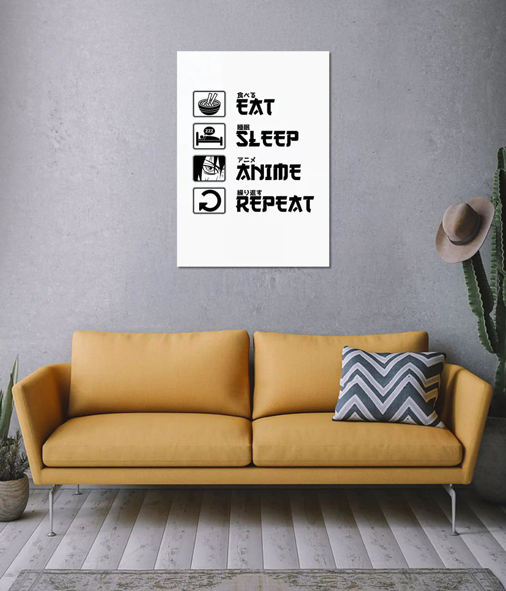 Eat Sleep Anime Repeat – Otaku Poster