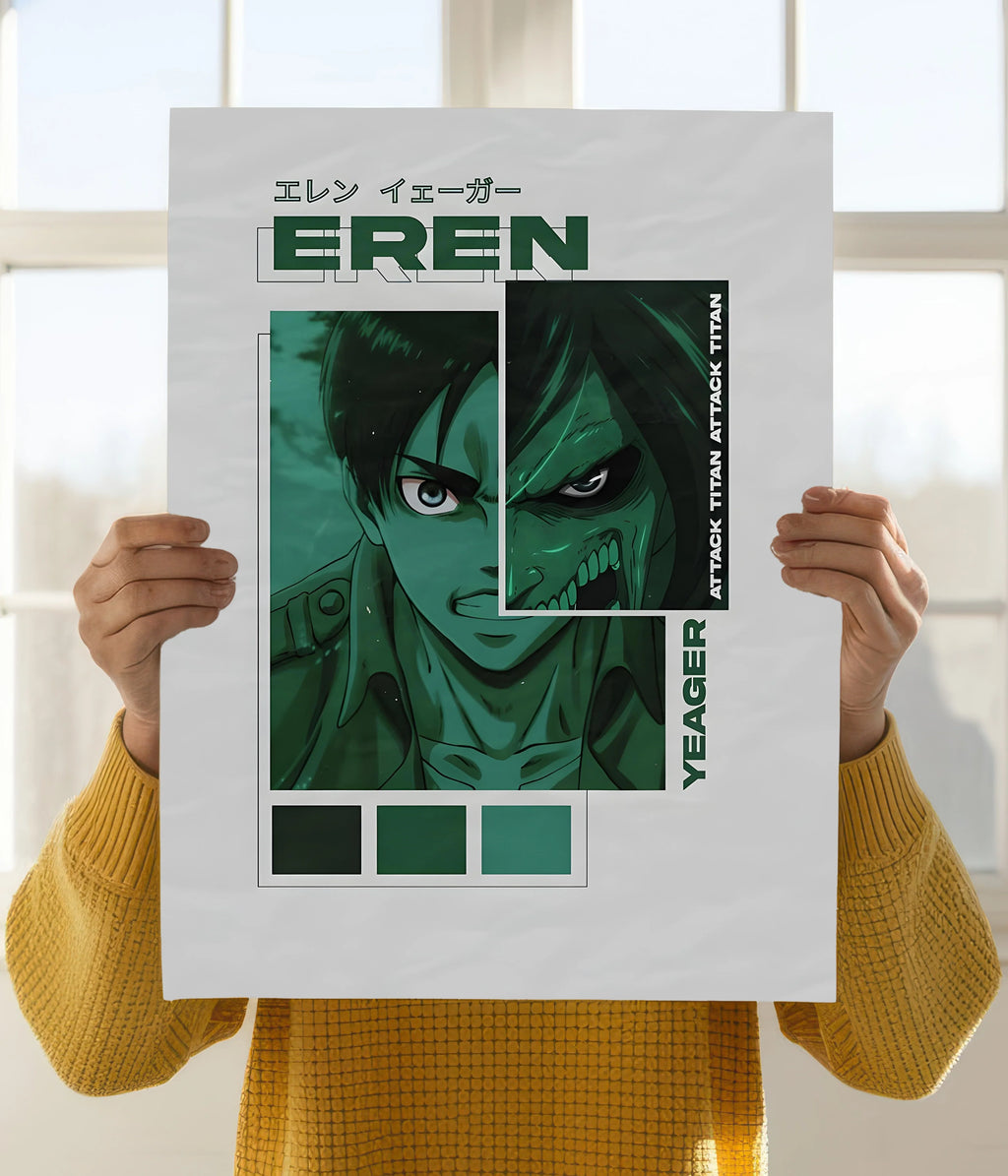 Eren Yeager – The Last Stand | Attack on Titan Anime Poster Holding Image - Everanta