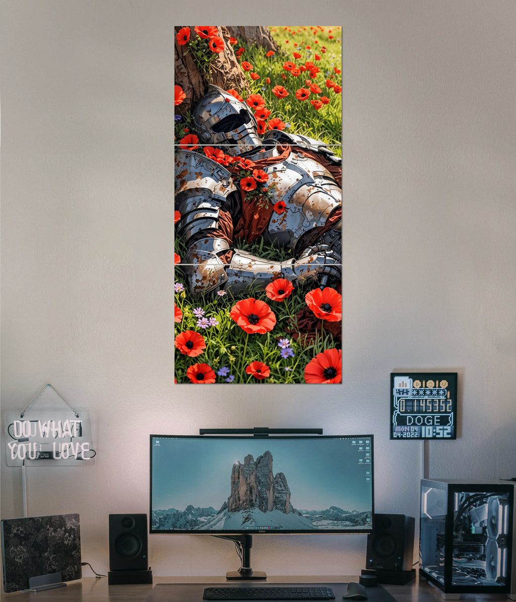 Fallen Warrior in Poppy Field – Anime Split Poster