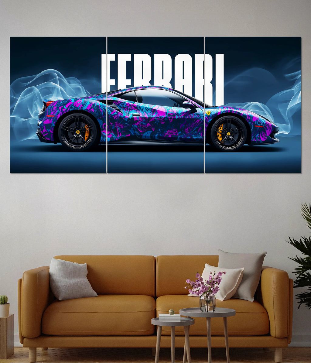 Ferrari Split Poster – Exotic Supercar Wall Art for Car Lovers