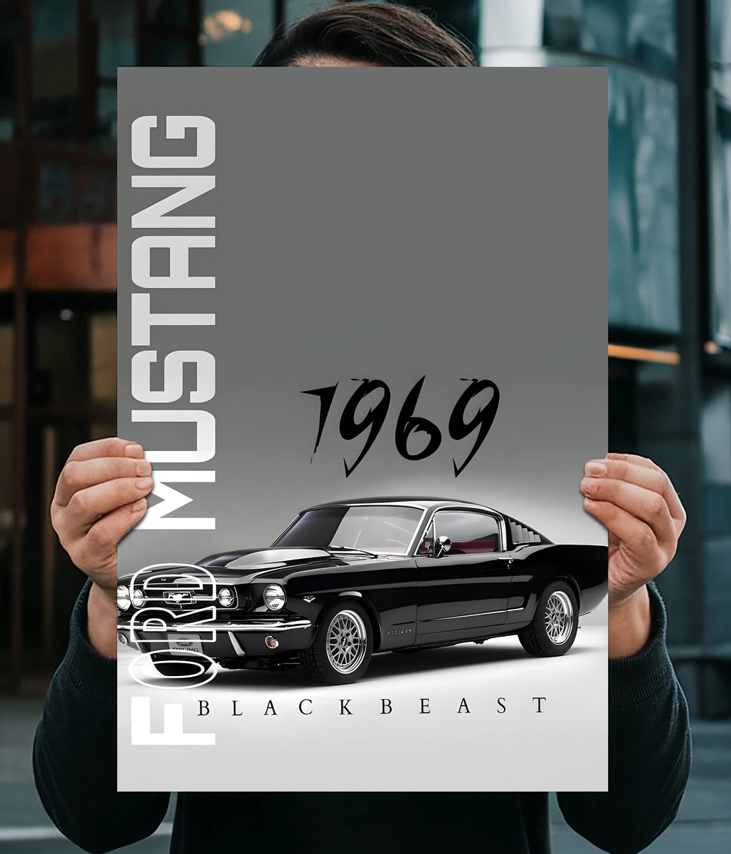 Ford Mustang 1969 – Black Beast Wall Poster Main Image - Everanta