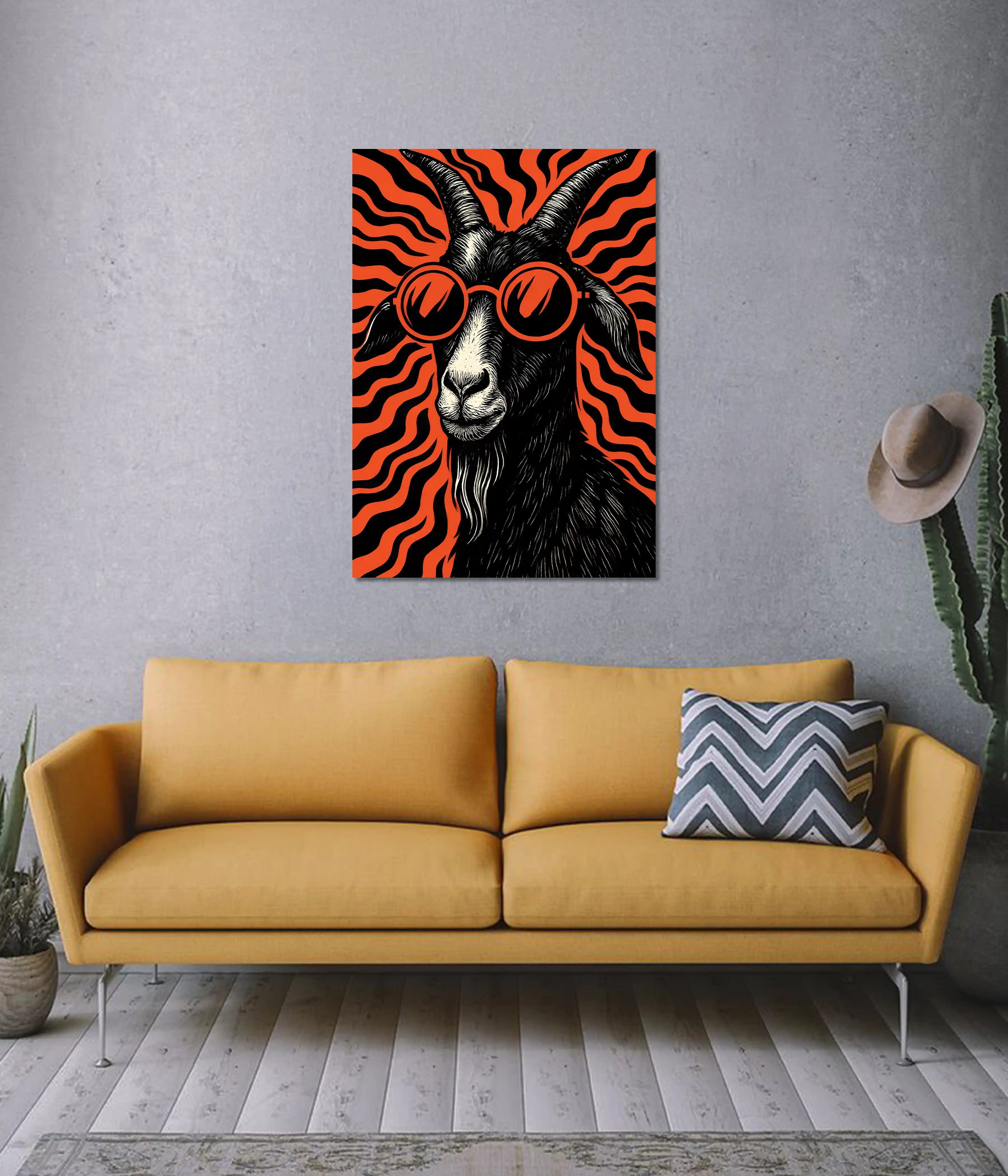Funky Goat Aesthetic Wall Poster