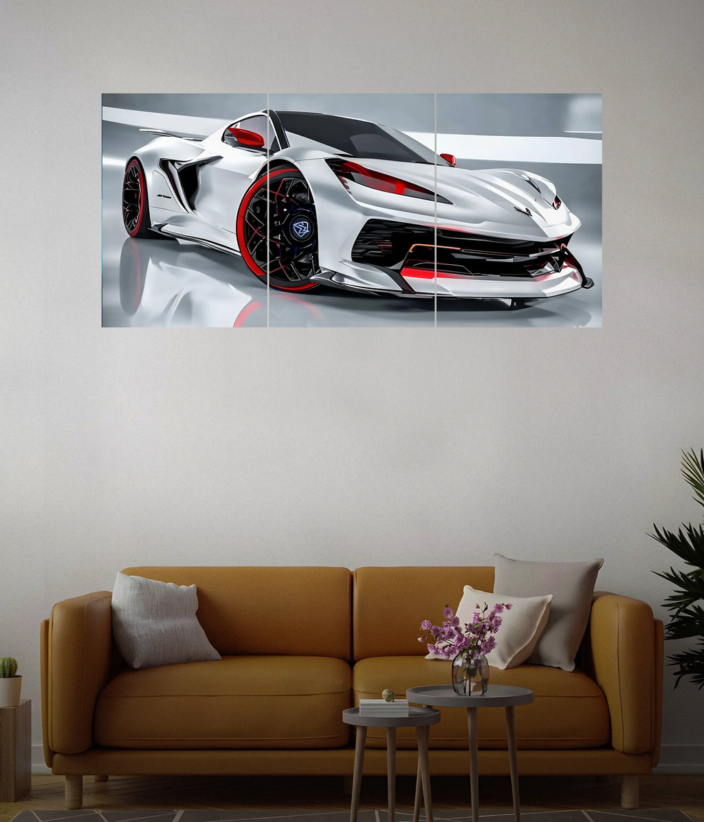 Futuristic Beast – White Supercar Split Poster