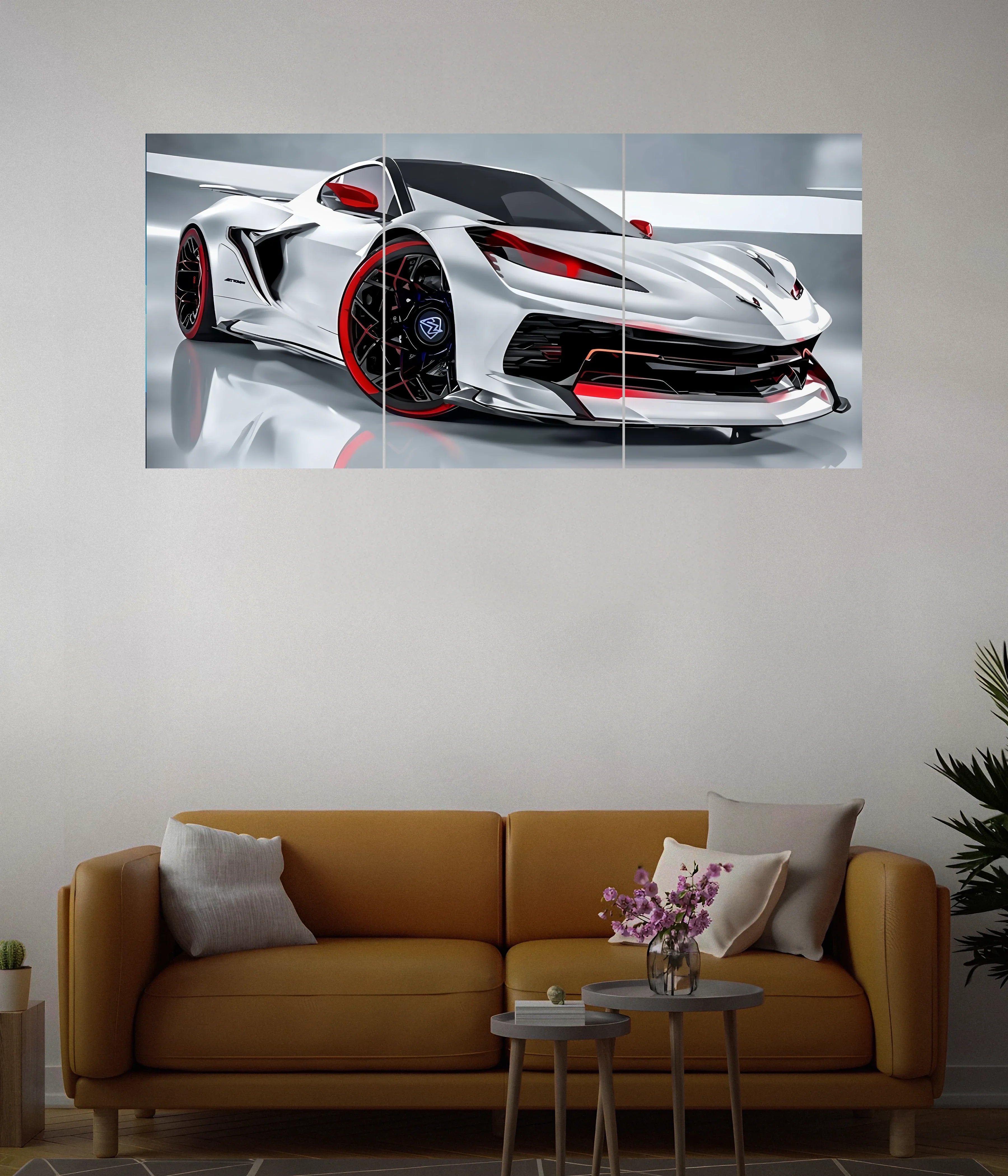 Futuristic Beast – White Supercar Split Poster