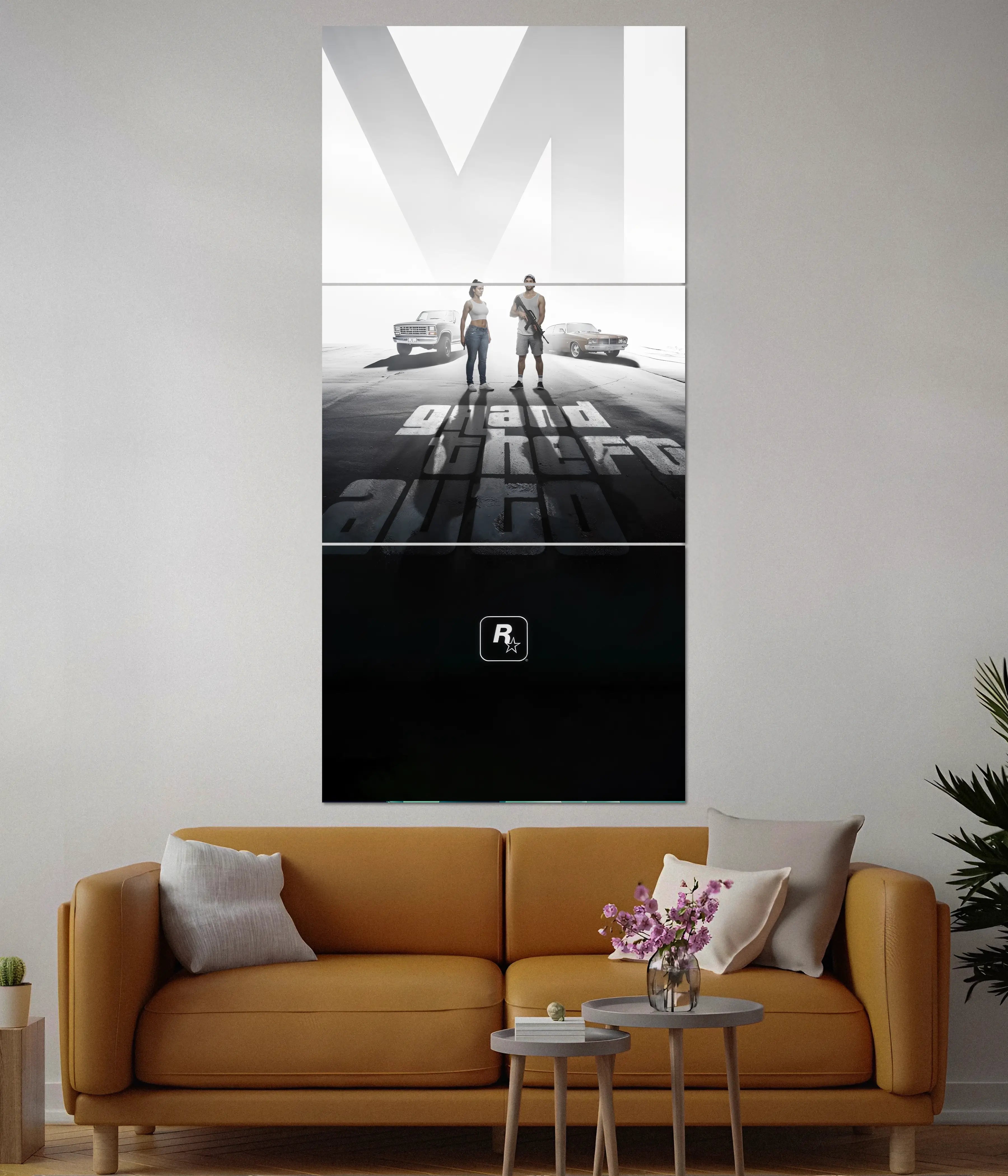 GTA 6 Split Wall Poster – Grand Theft Auto Gaming Art