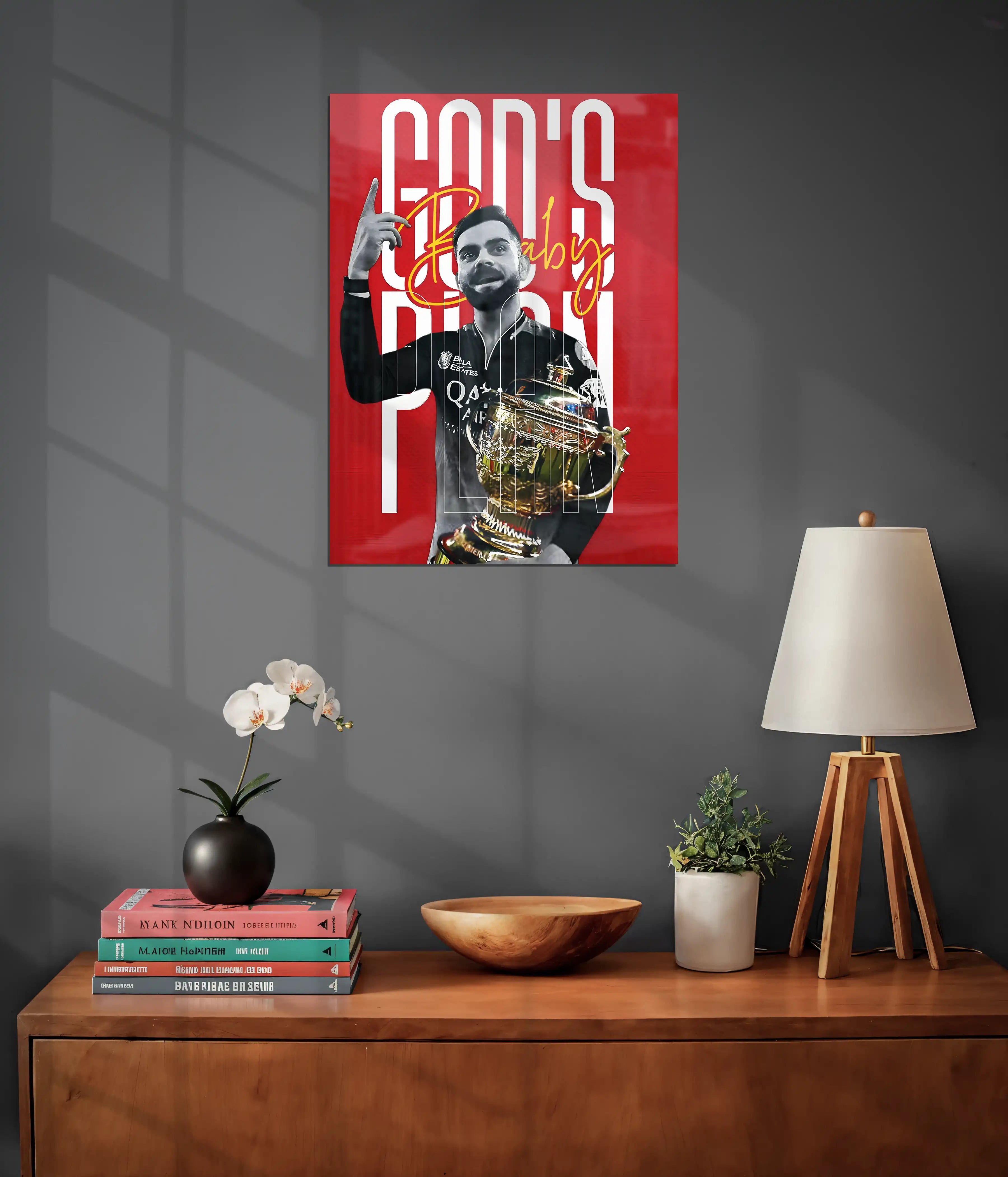 God’s Plan Baby – Virat Kohli Victory Metal Poster