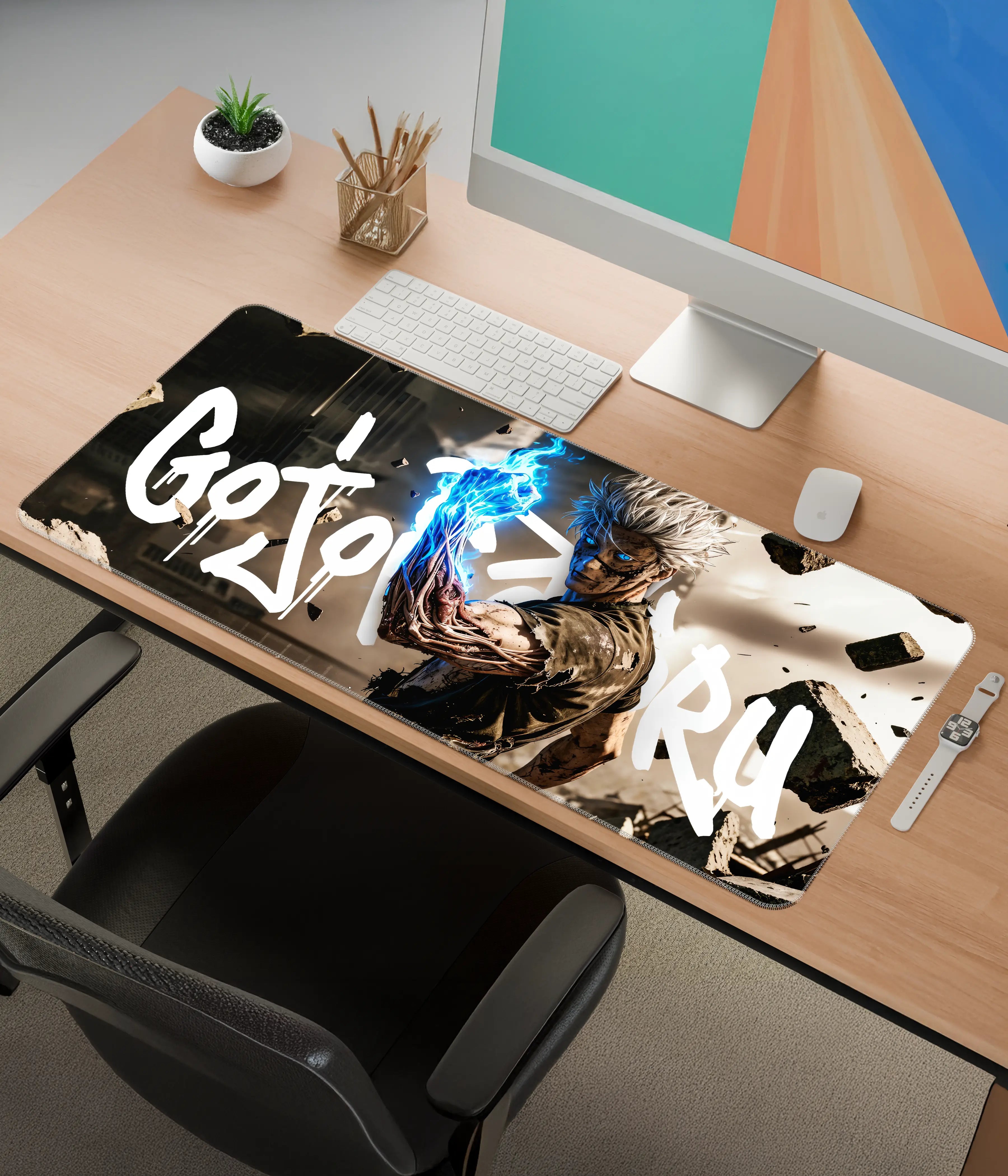 Gojo Satoru Desk Mat – Anime Extended Gaming Pad