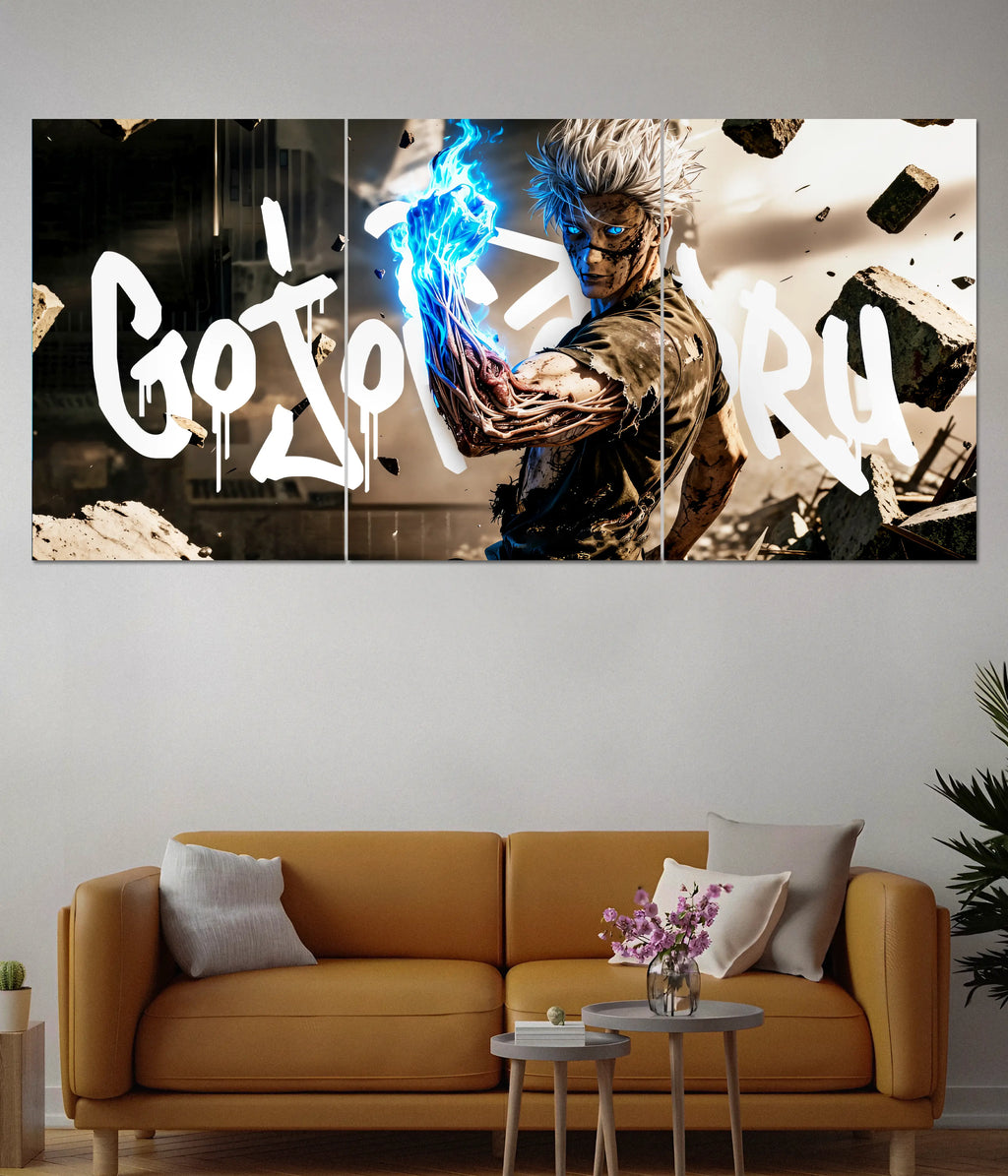 Gojo Satoru Split Poster – Limitless Power Anime Wall Art