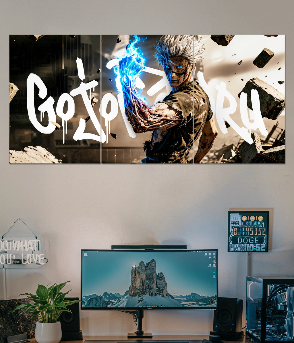 Gojo Satoru Split Poster – Limitless Power Anime Wall Art Main Image - Everanta