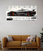 Hypercar Blueprint – Cars Split Poster Set