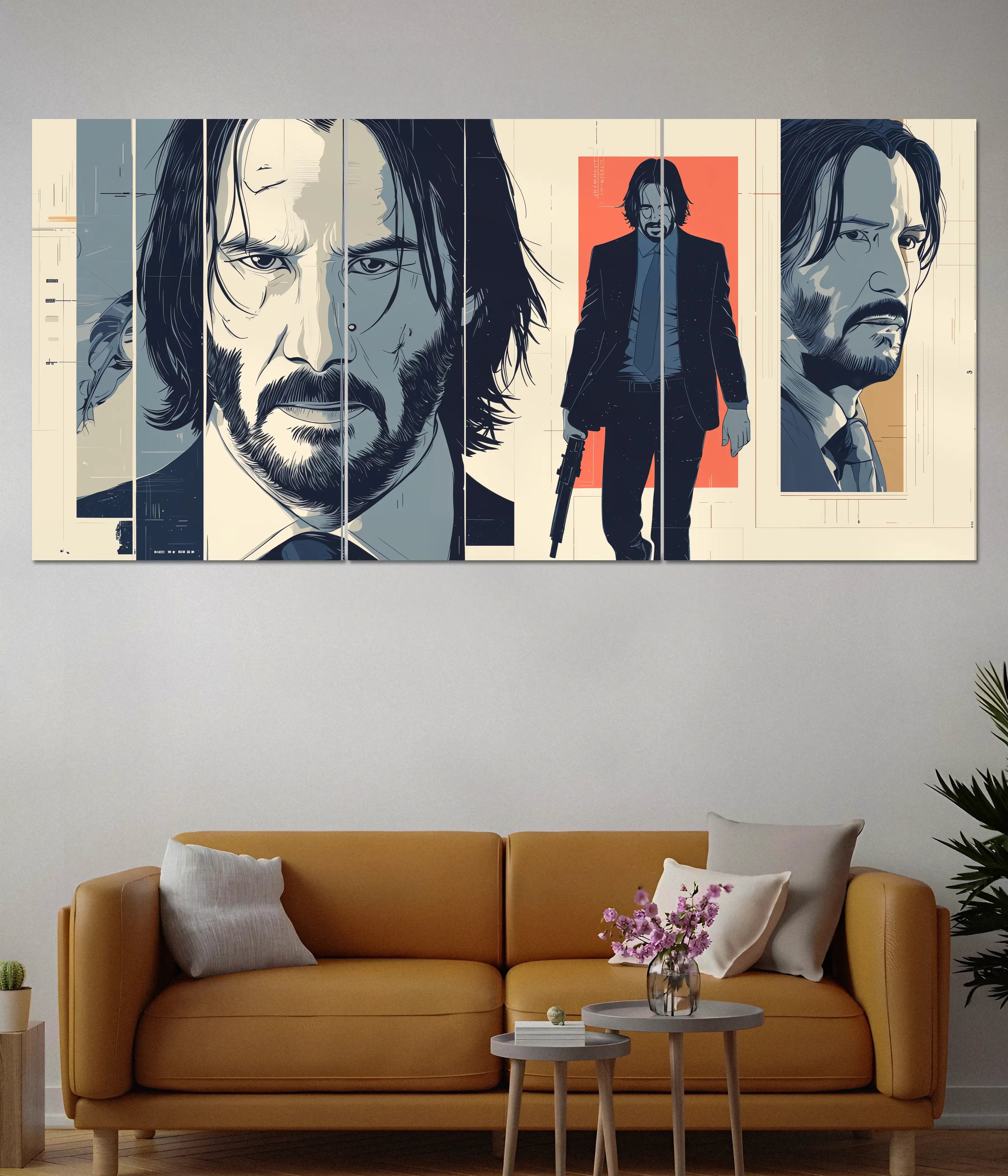 John Wick Split Poster – Action Hero Wall Art