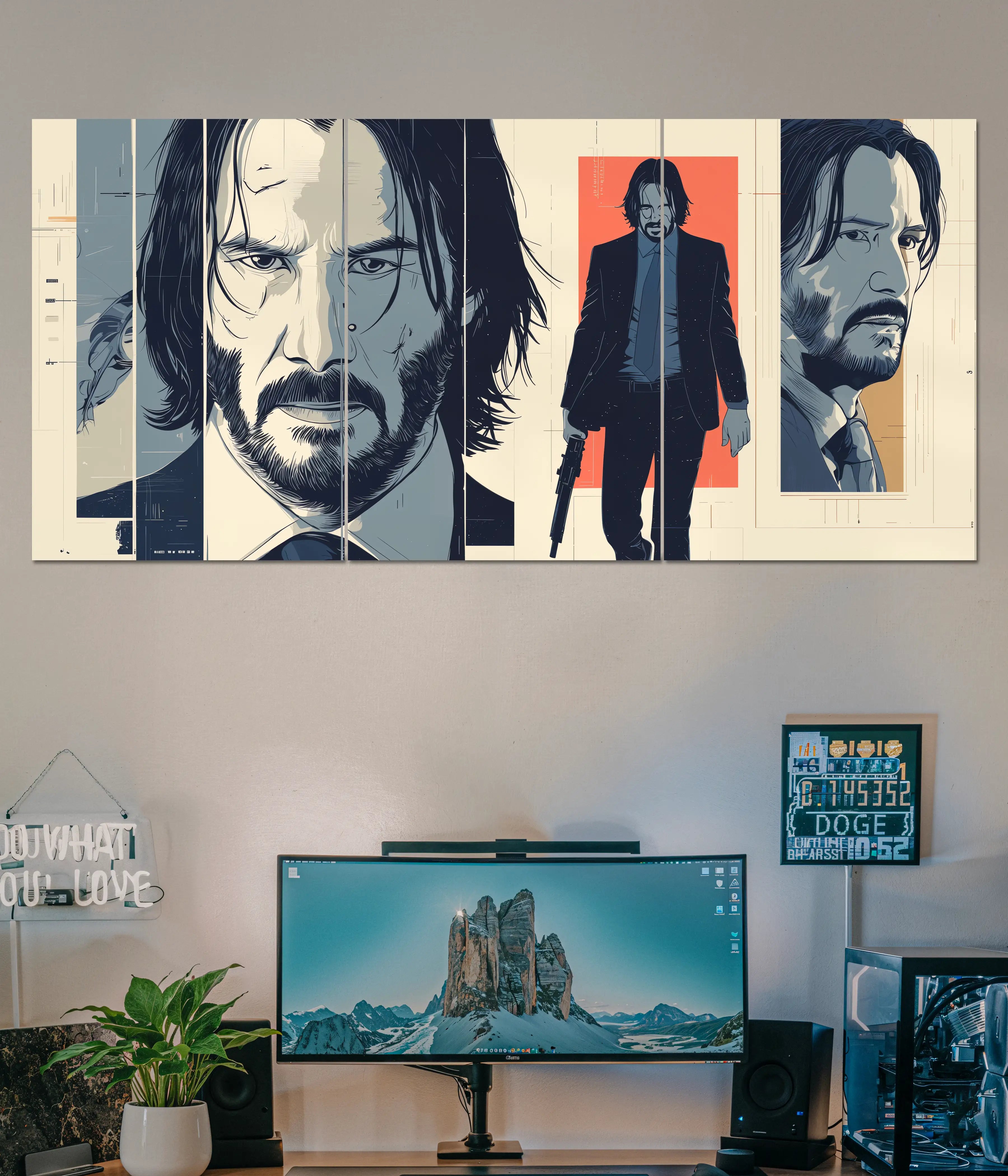 John Wick Split Poster – Action Hero Wall Art
