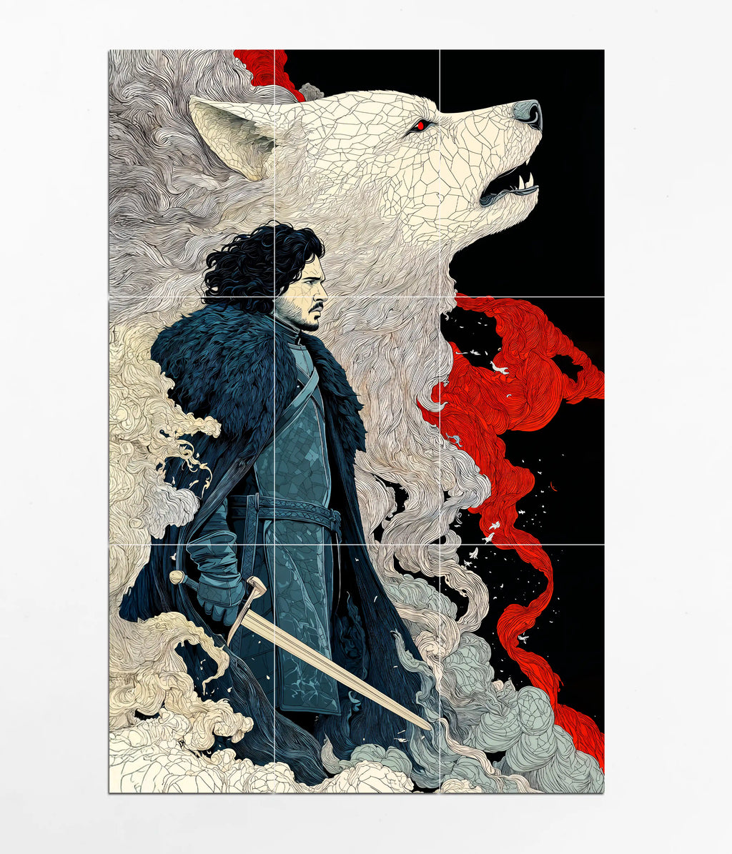Jon Snow & The Direwolf 9-Piece Split Poster