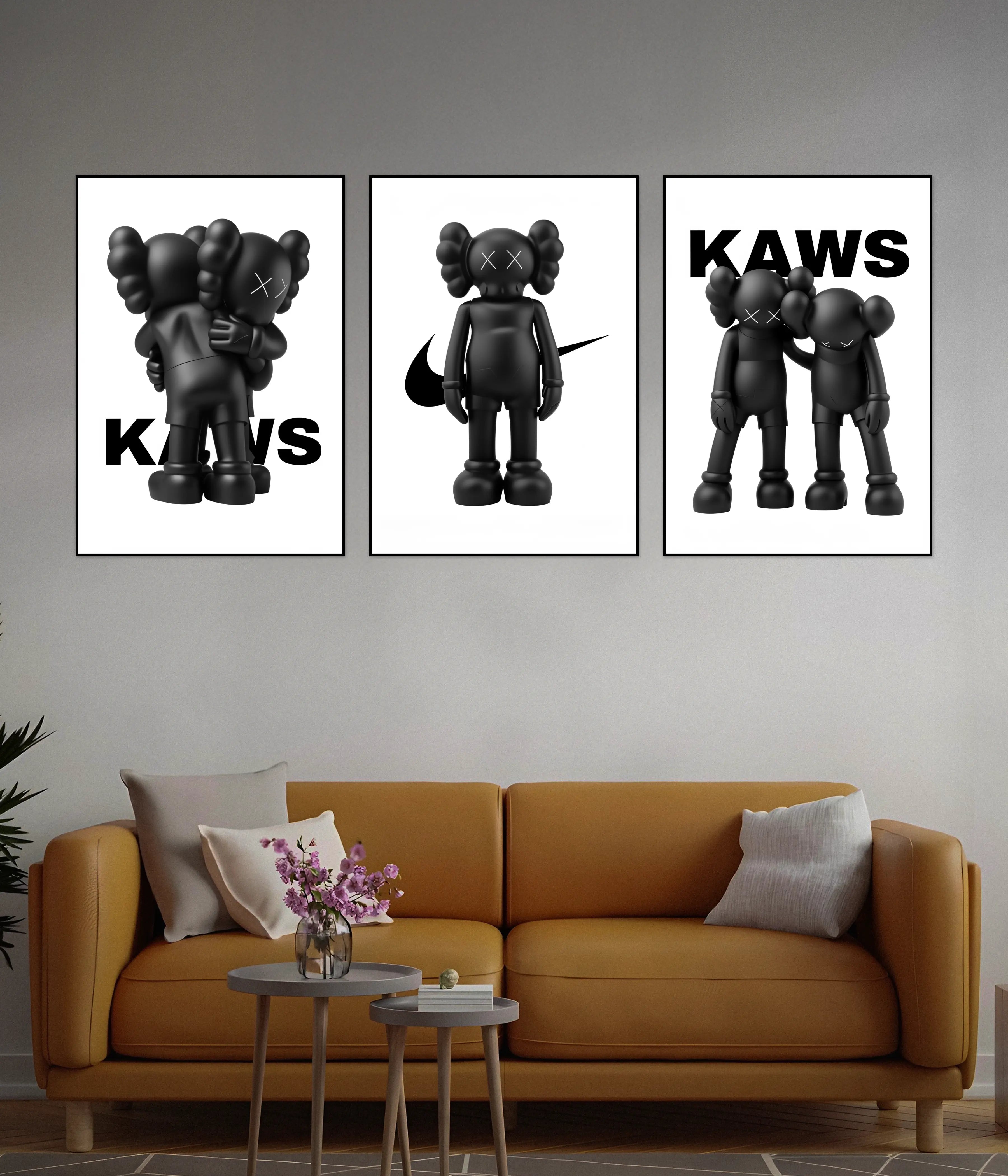 KAWS Black & White 3-Piece Poster Set