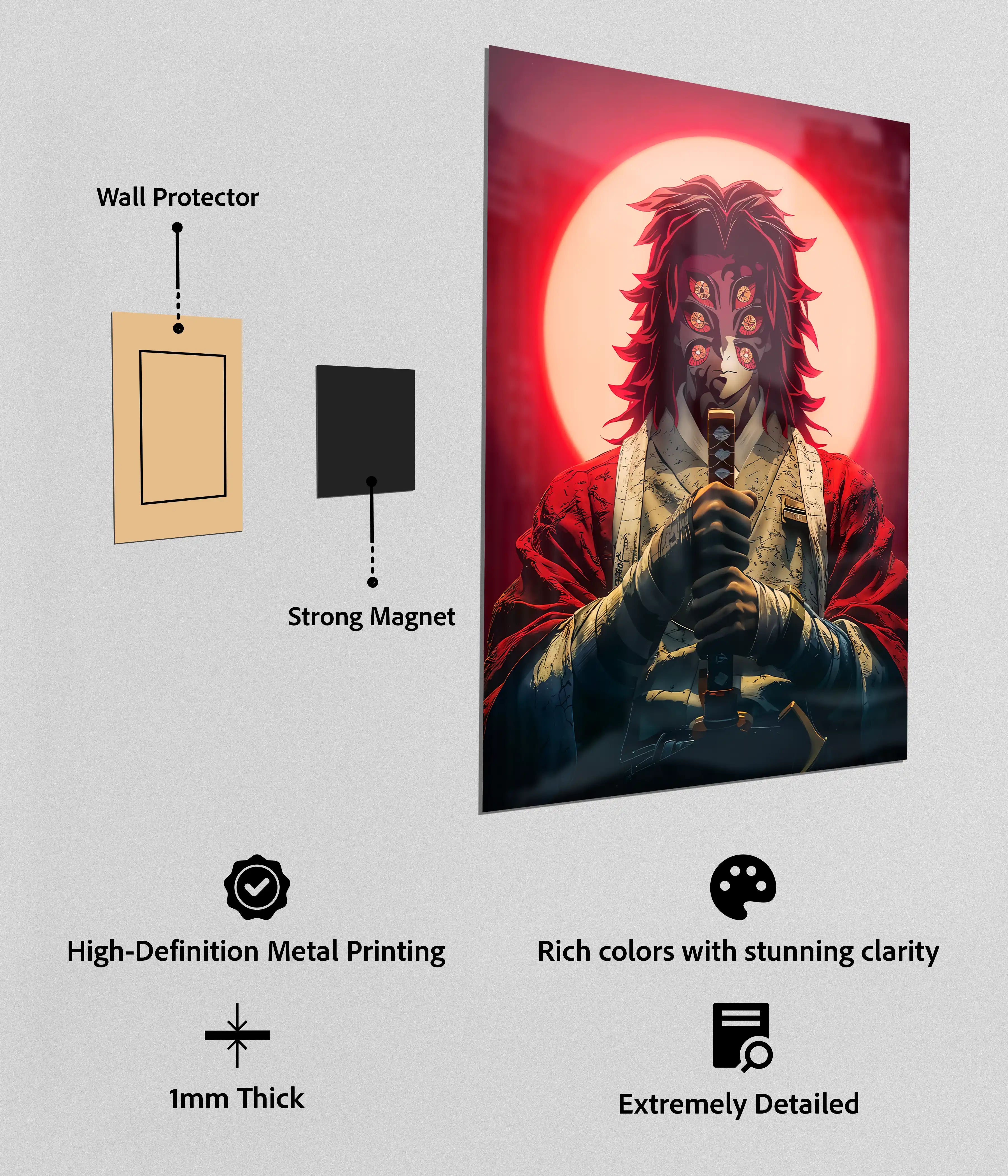 Kokushibo Upper Moon One Darkness Metal Poster
