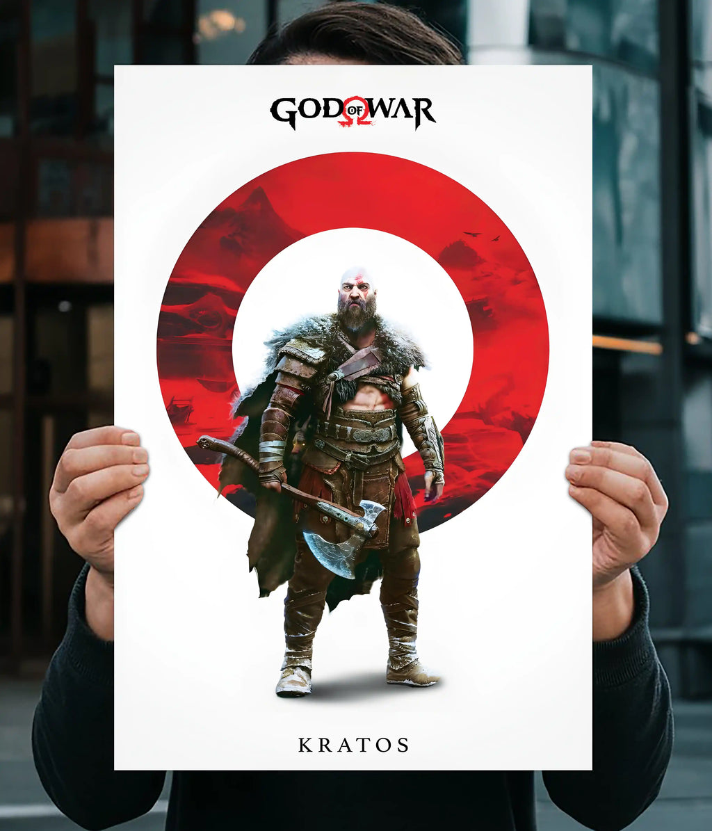Kratos Minimal Aesthetic Poster – God of War Main Image - Everanta