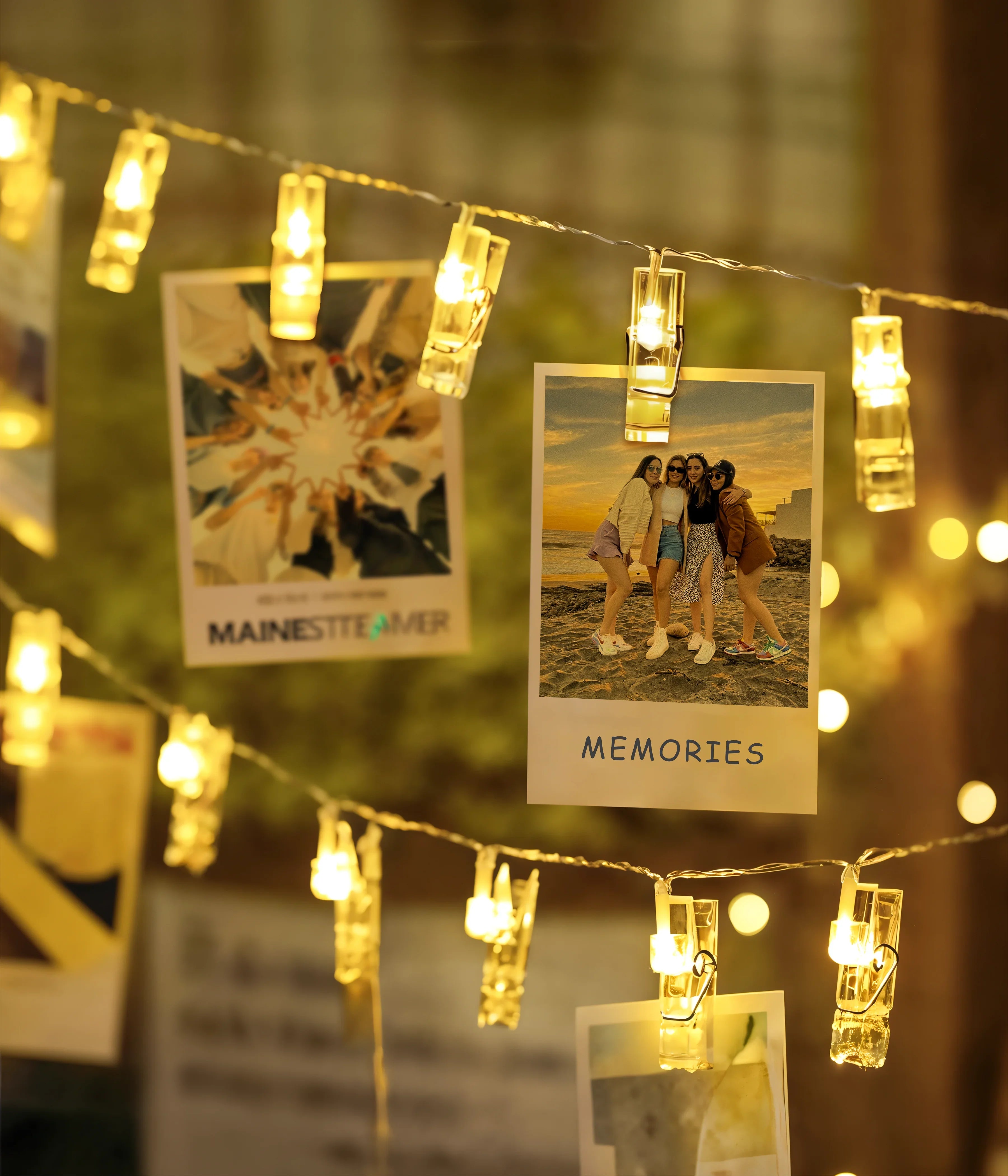 LED Photo Clip String Lights Close View - Everanta