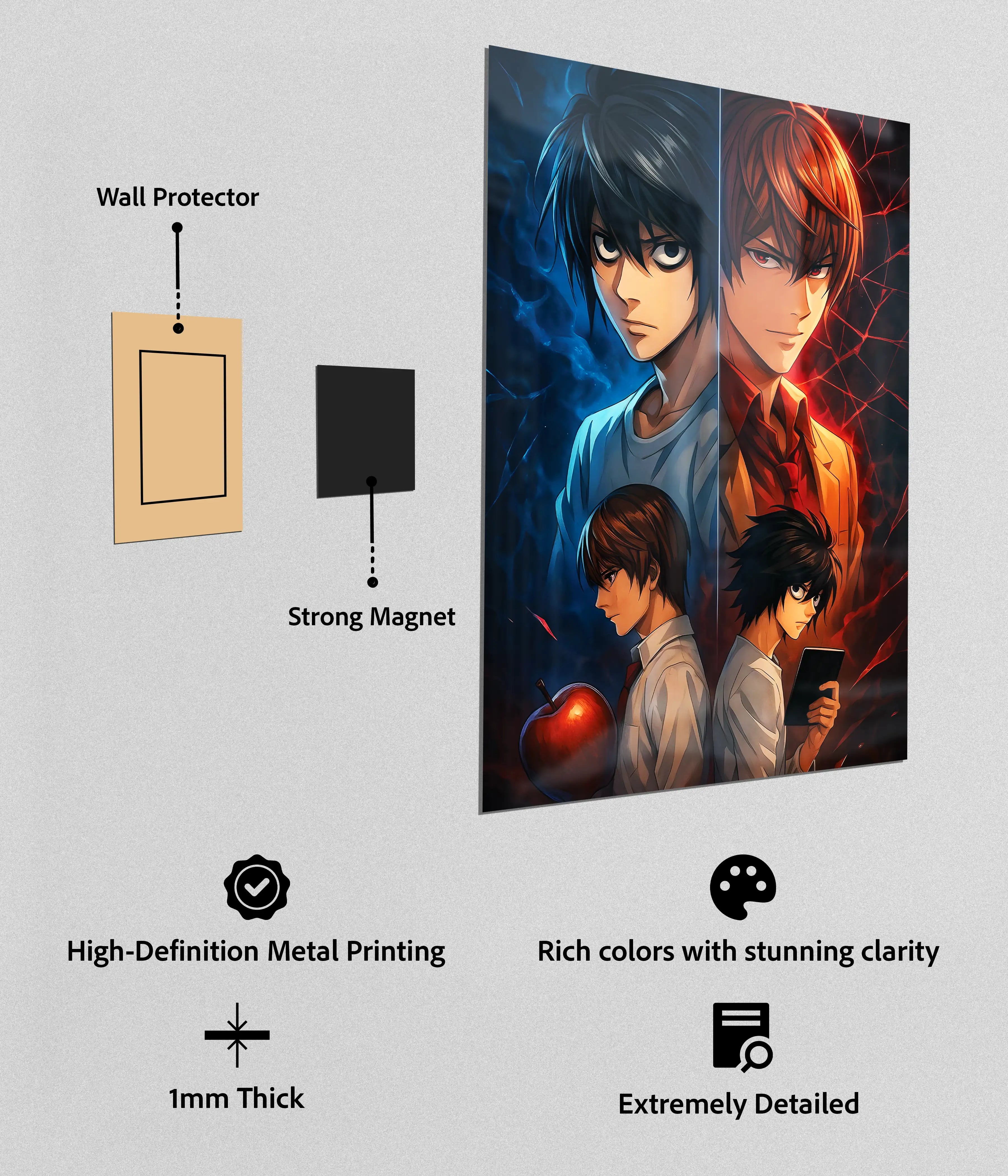 Light vs L – Death Note Metal Poster