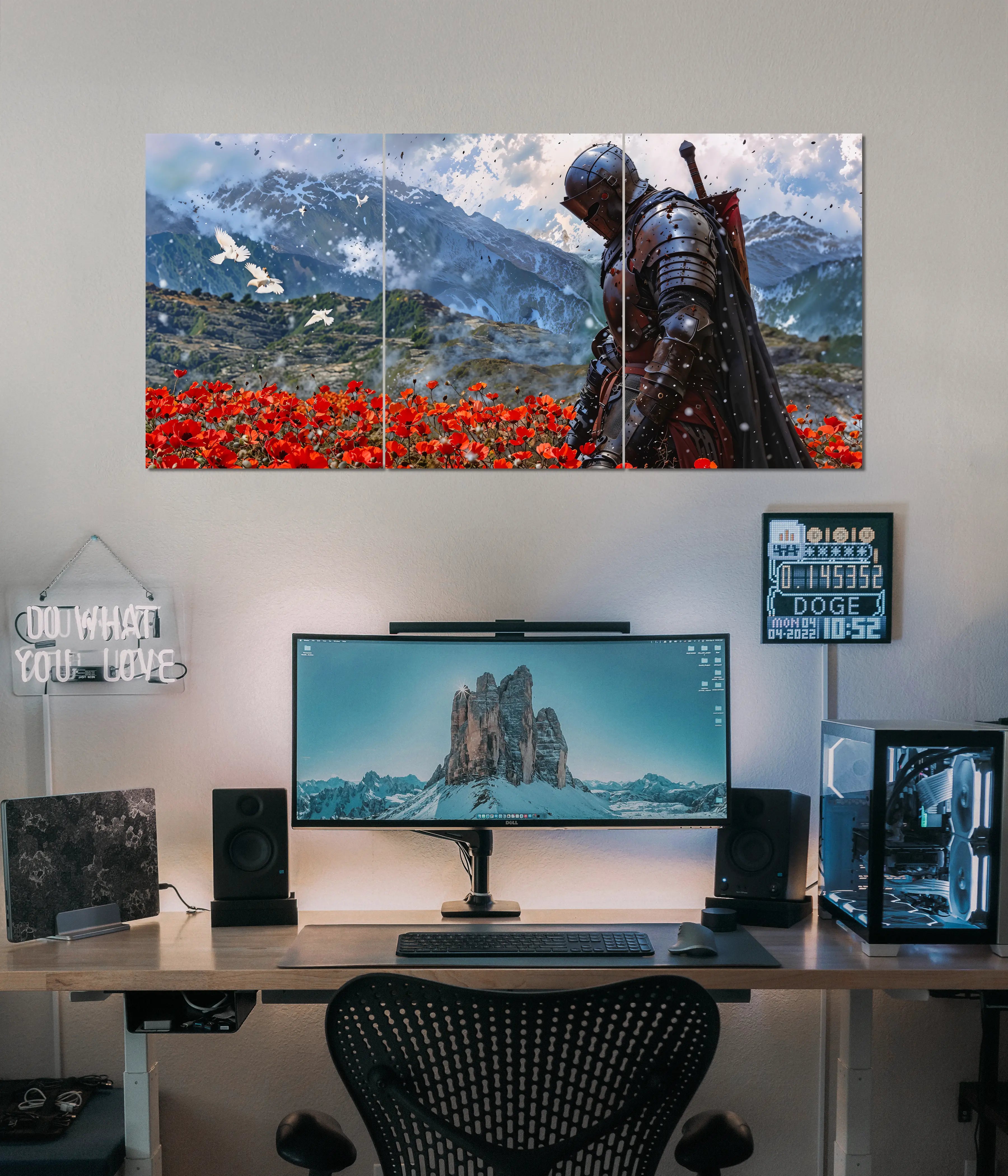 Lone Warrior in Scarlet Field – Split Poster